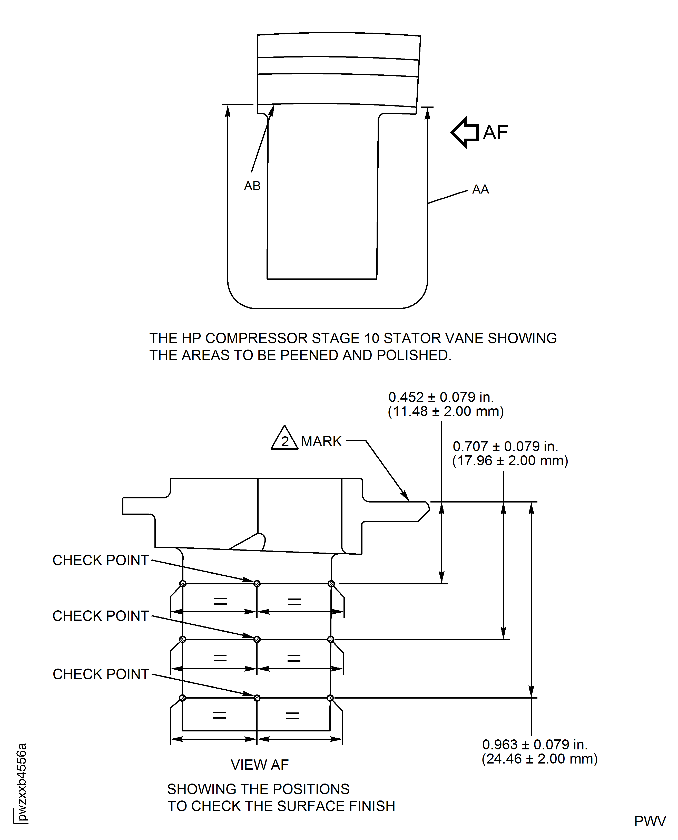 HP Compressor Stage 10 Stator Vanes (Assembly K) - Repair Details and Dimensions