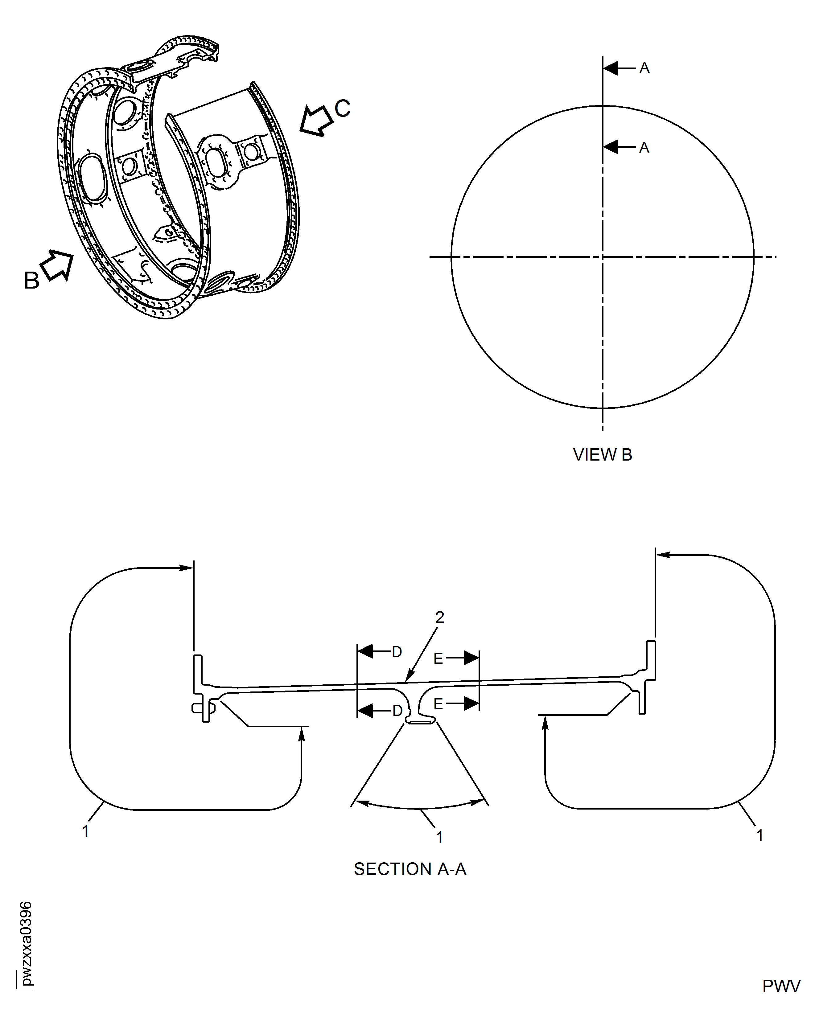 (1) Area To Be Masked. Dry Abrasive Blast And Coat Not Allowed In These Areas And Holes.