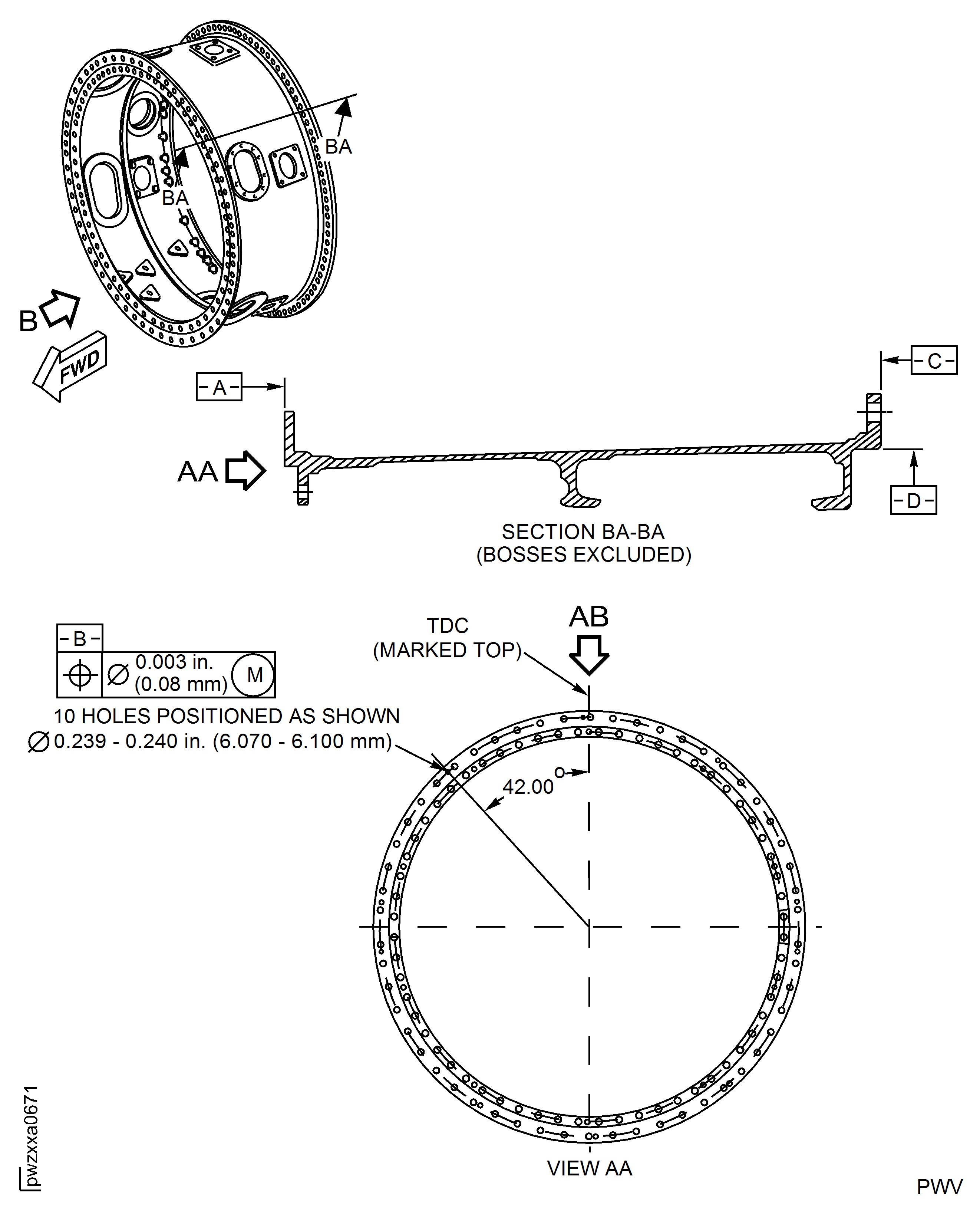 HPC Rear Outer Case, Stage 7 Borescope Hole Damage, Weld Repair, Repair-020 (VRS9525)