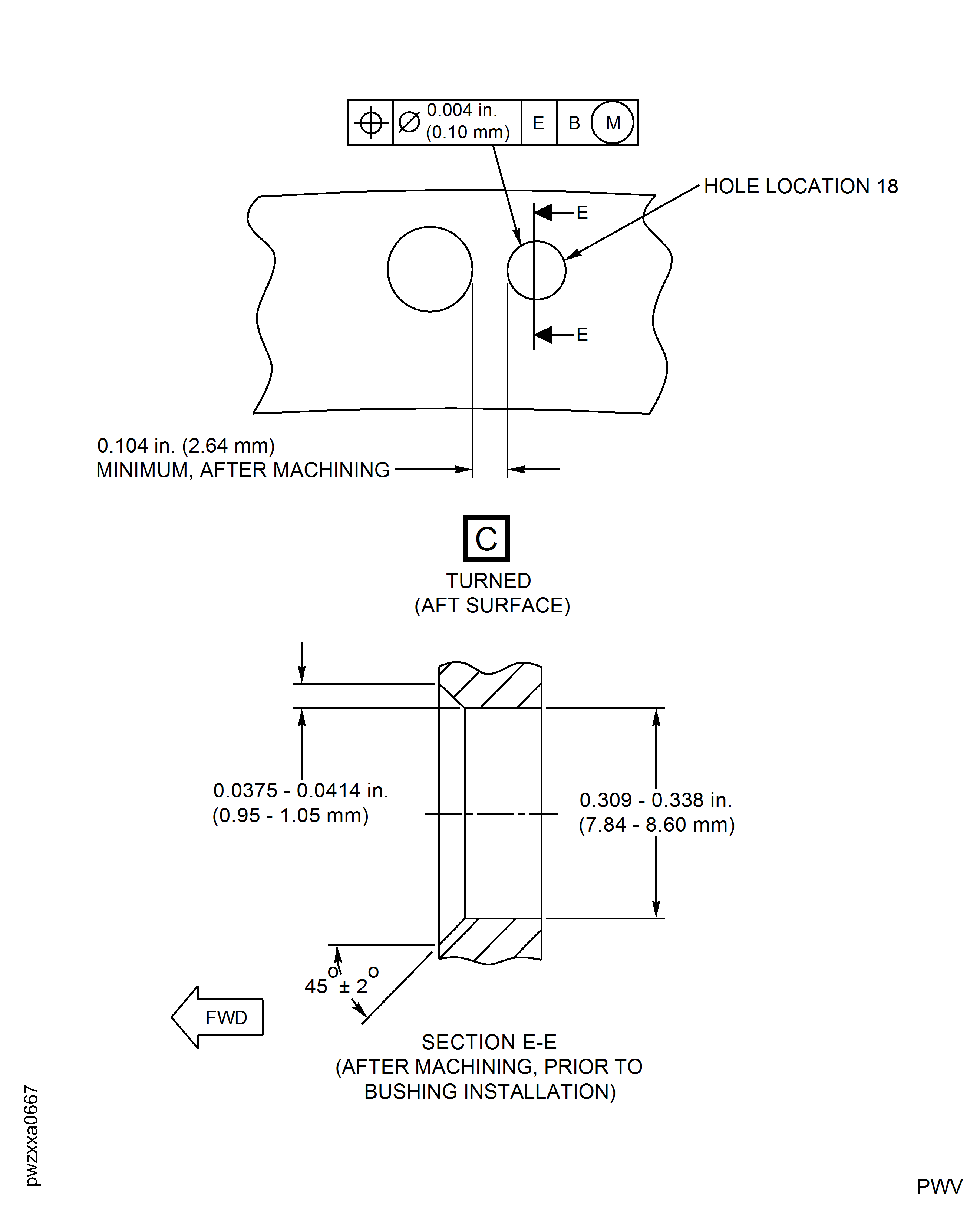 HP Compressor Front Split Case - Repair Details and Dimensions - Location 18