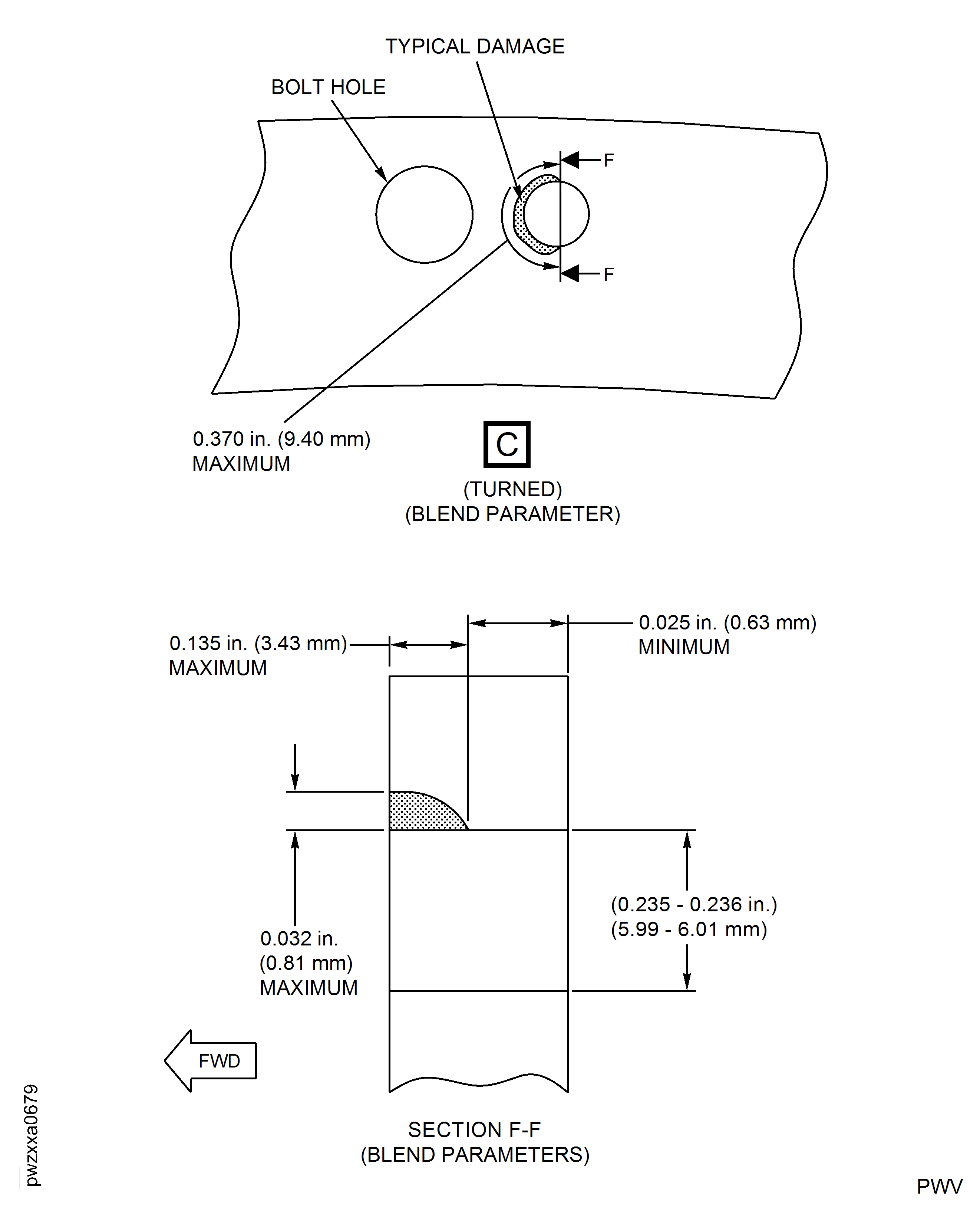 HP Compressor Front Cases - Repair Details and Dimensions - Location 18 - Assembly B