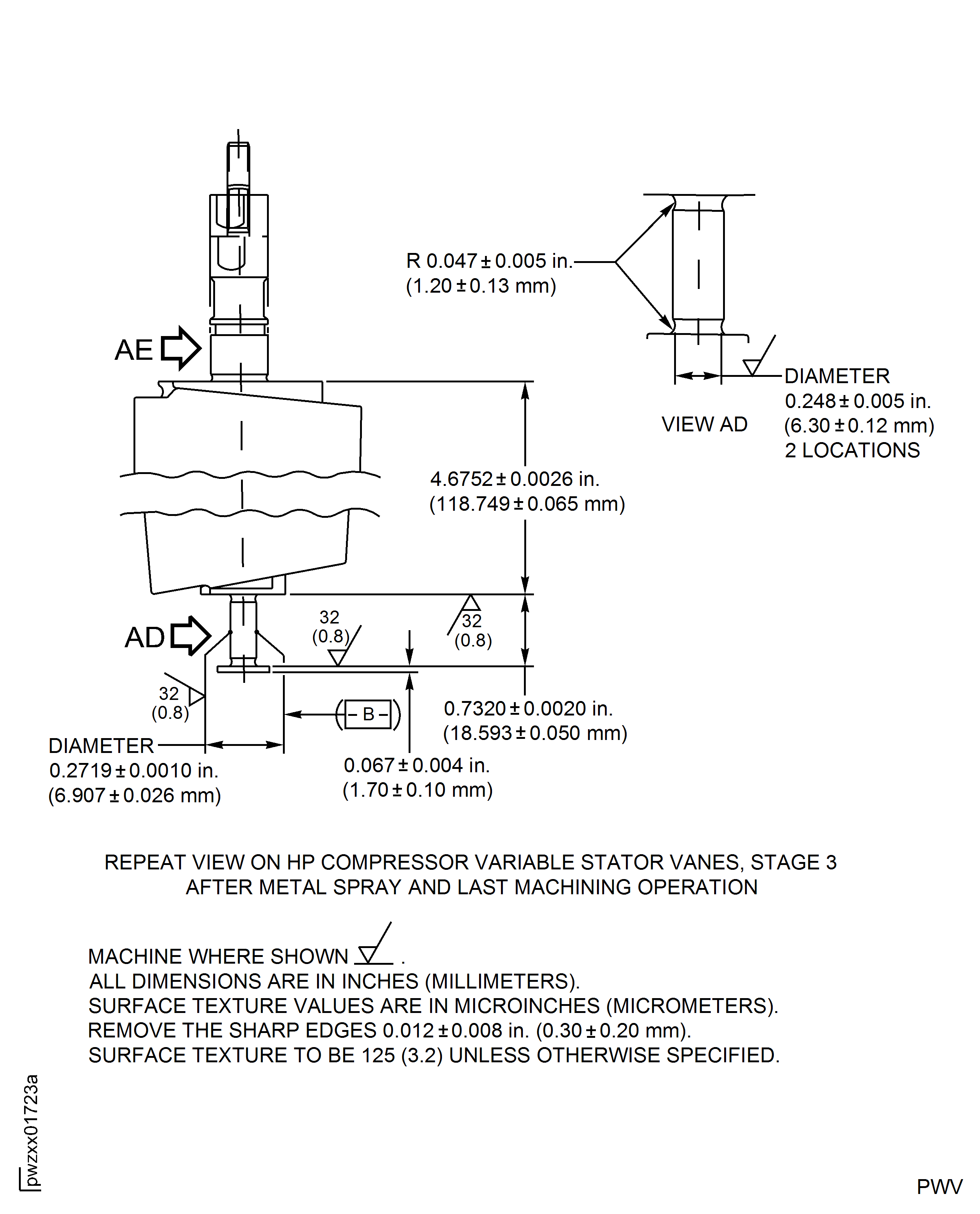 Repair Details and Dimensions - Assembly A, B and E