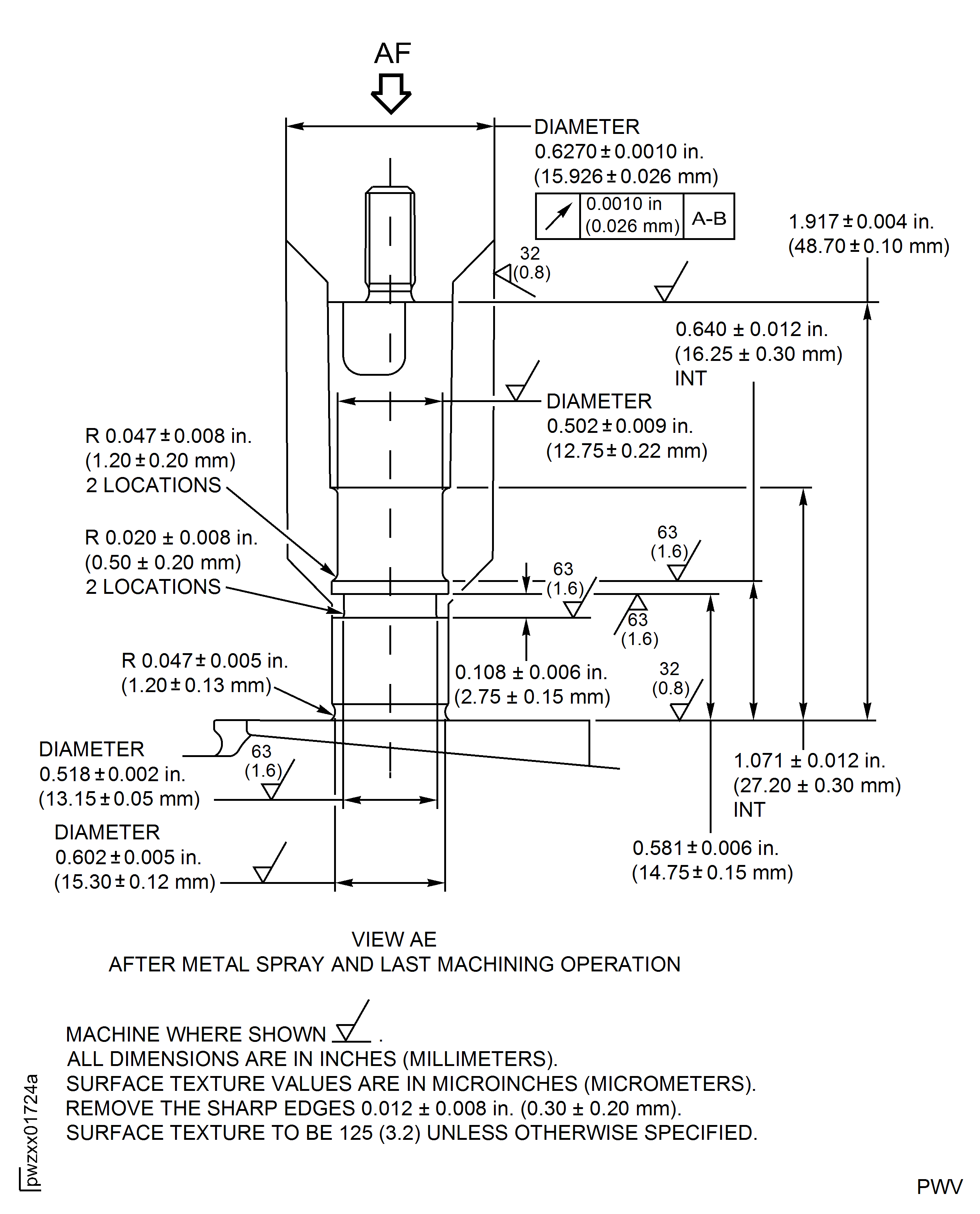 Repair Details and Dimensions - Assembly B, D, G and H