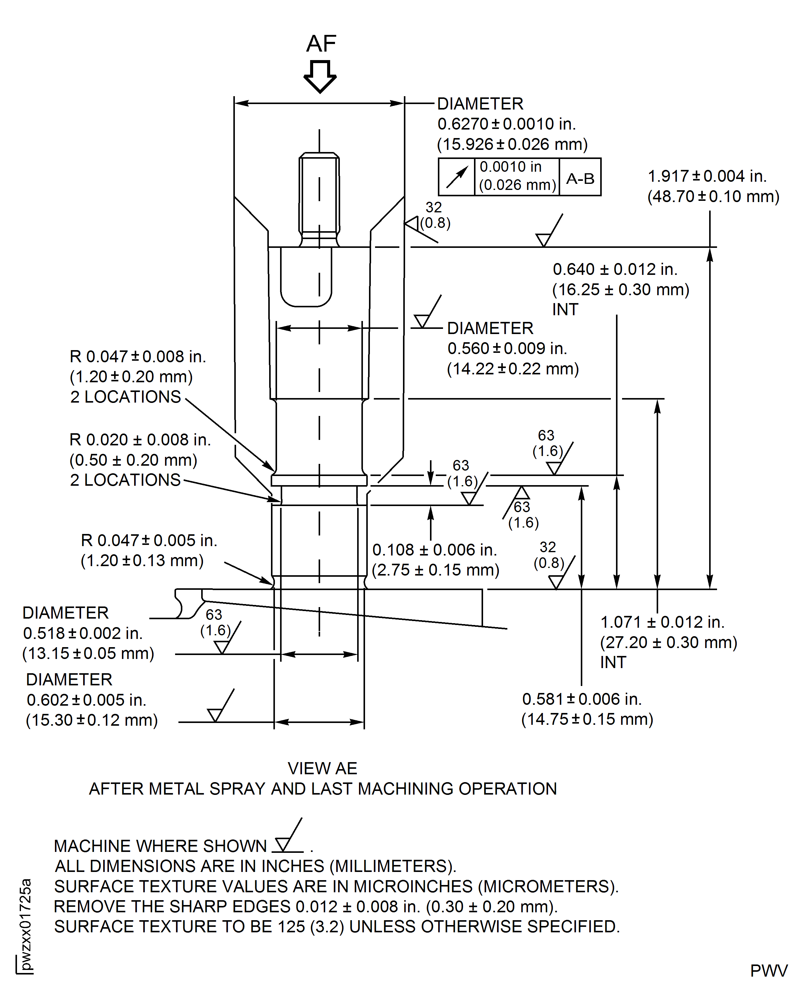 Repair Details and Dimensions - Assembly A and C