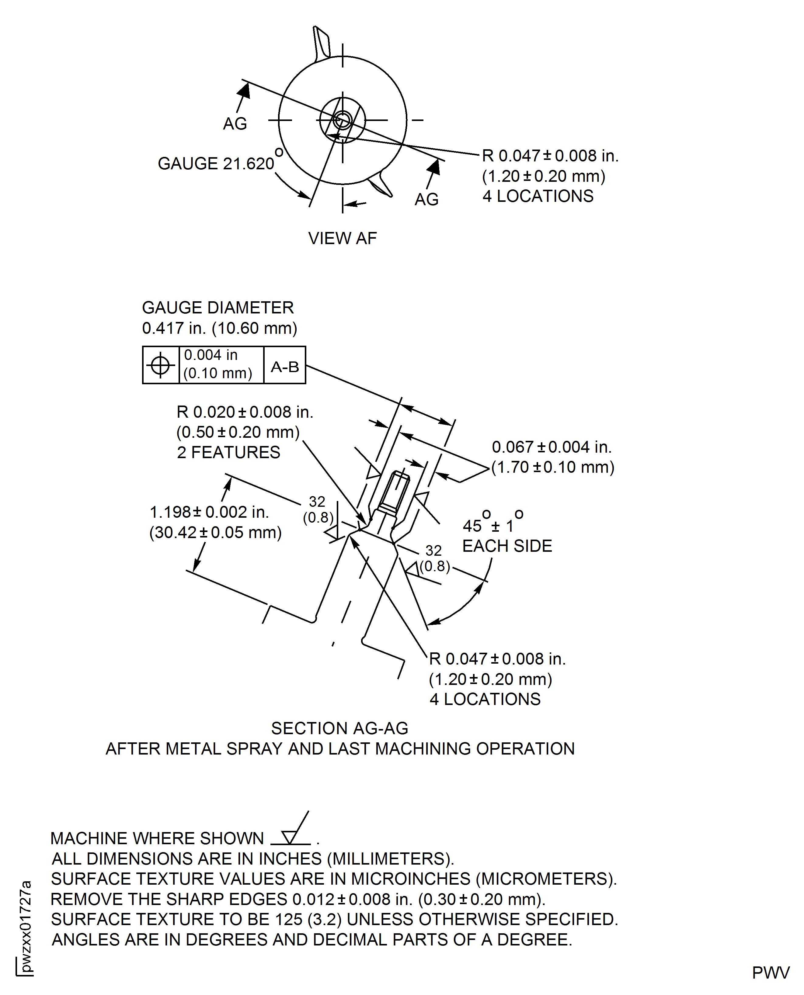 Repair Details and Dimensions - Assembly E, F, J and K