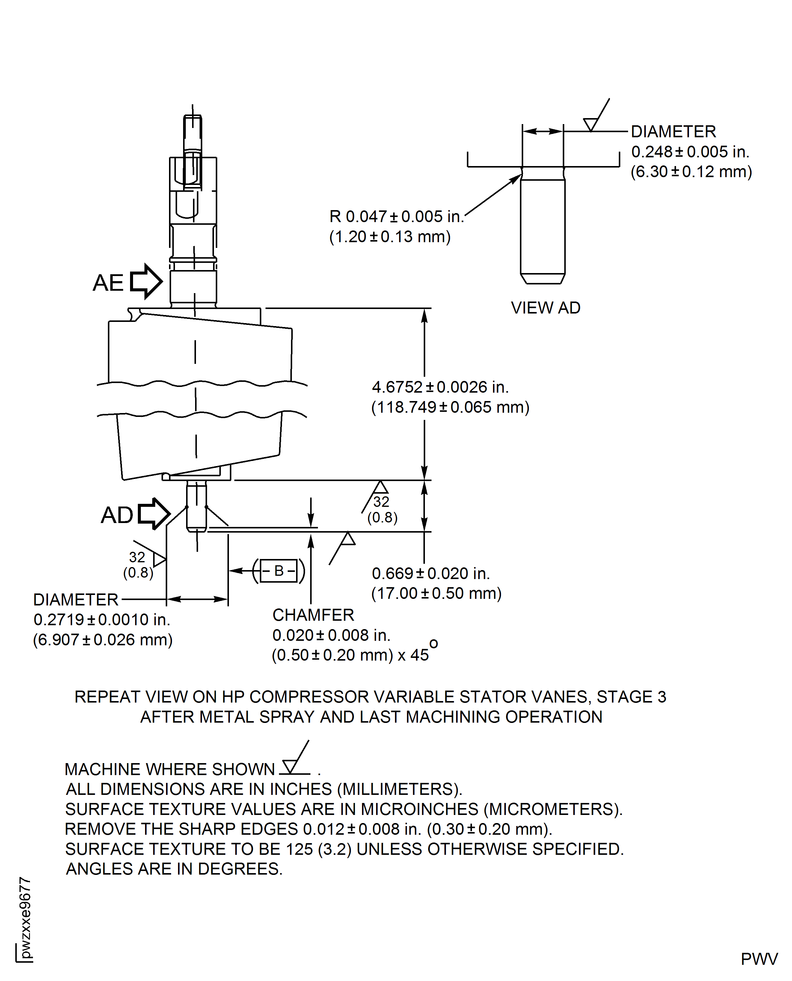 Repair Details and Dimensions - Assembly C, D and F
