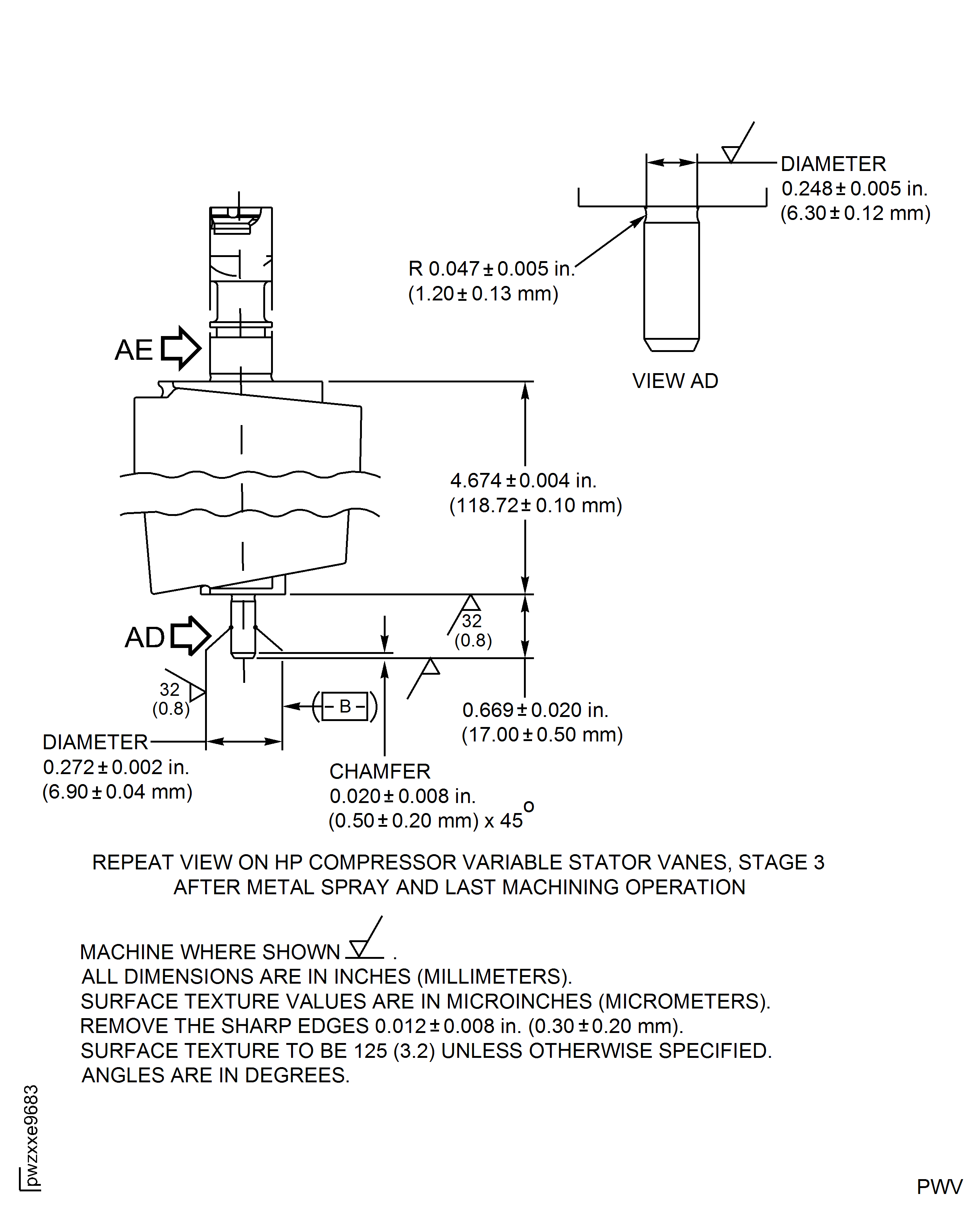 Repair Details and Dimensions - Assembly P and R