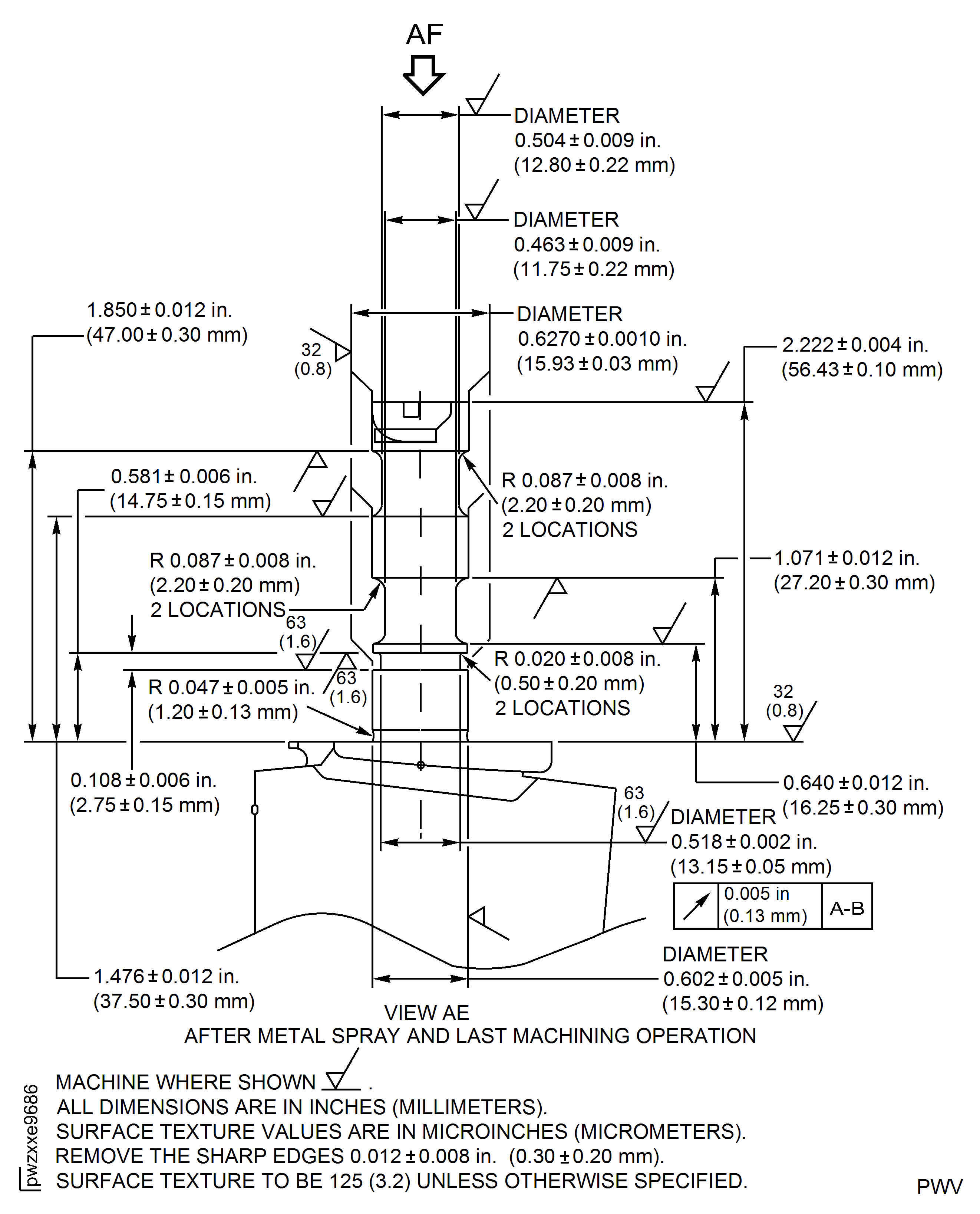 Repair Details and Dimensions - Assembly M