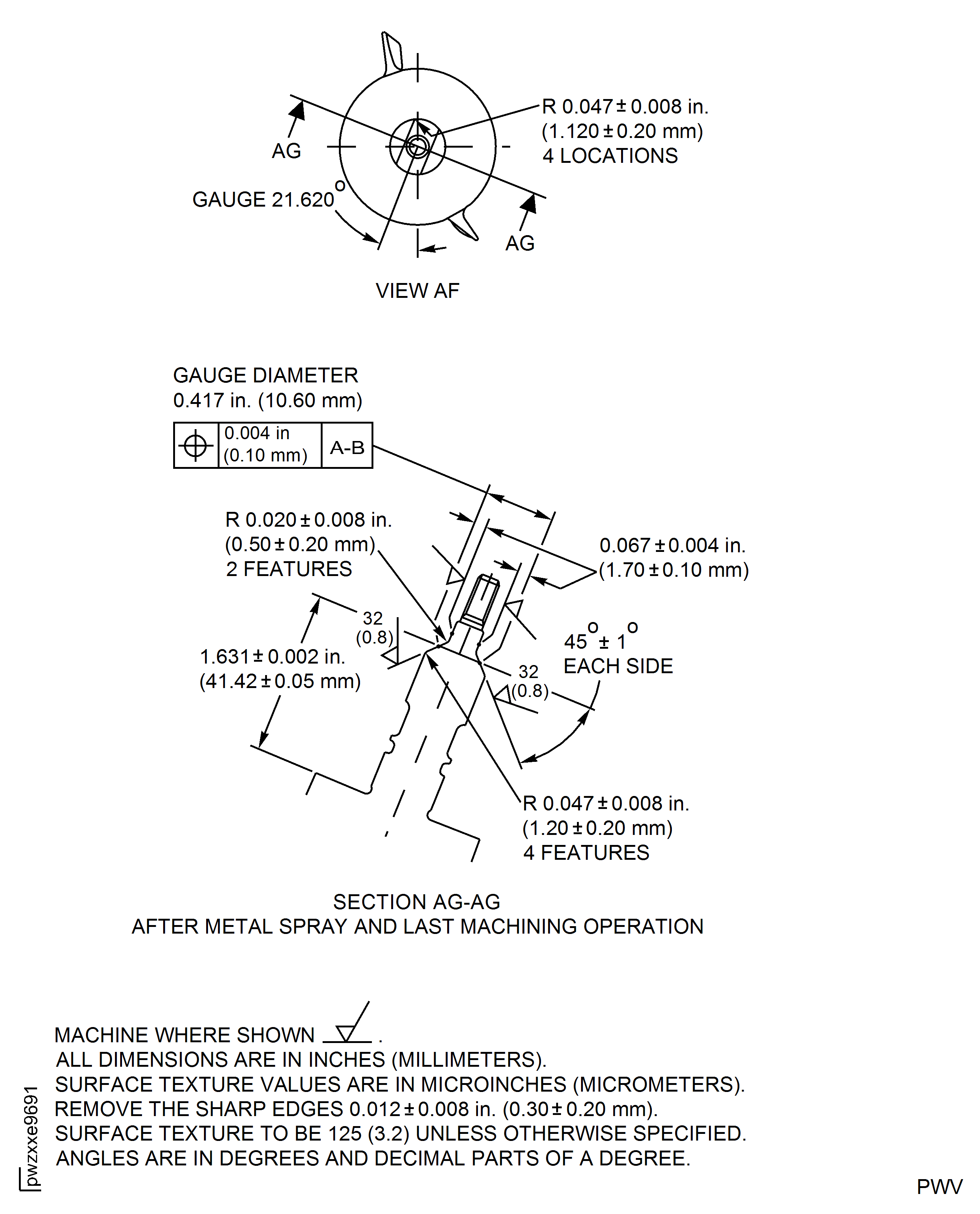 Repair Details and Dimensions - Assembly A, B, C, D, G and H