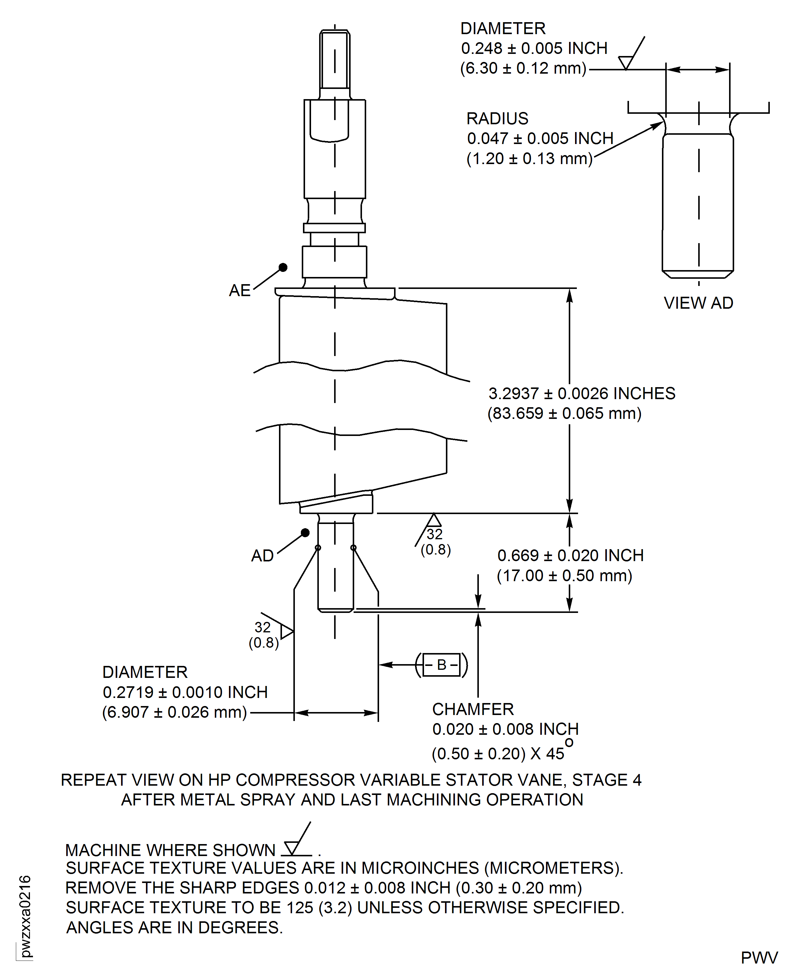 Repair Details and Dimensions - Assembly D and E