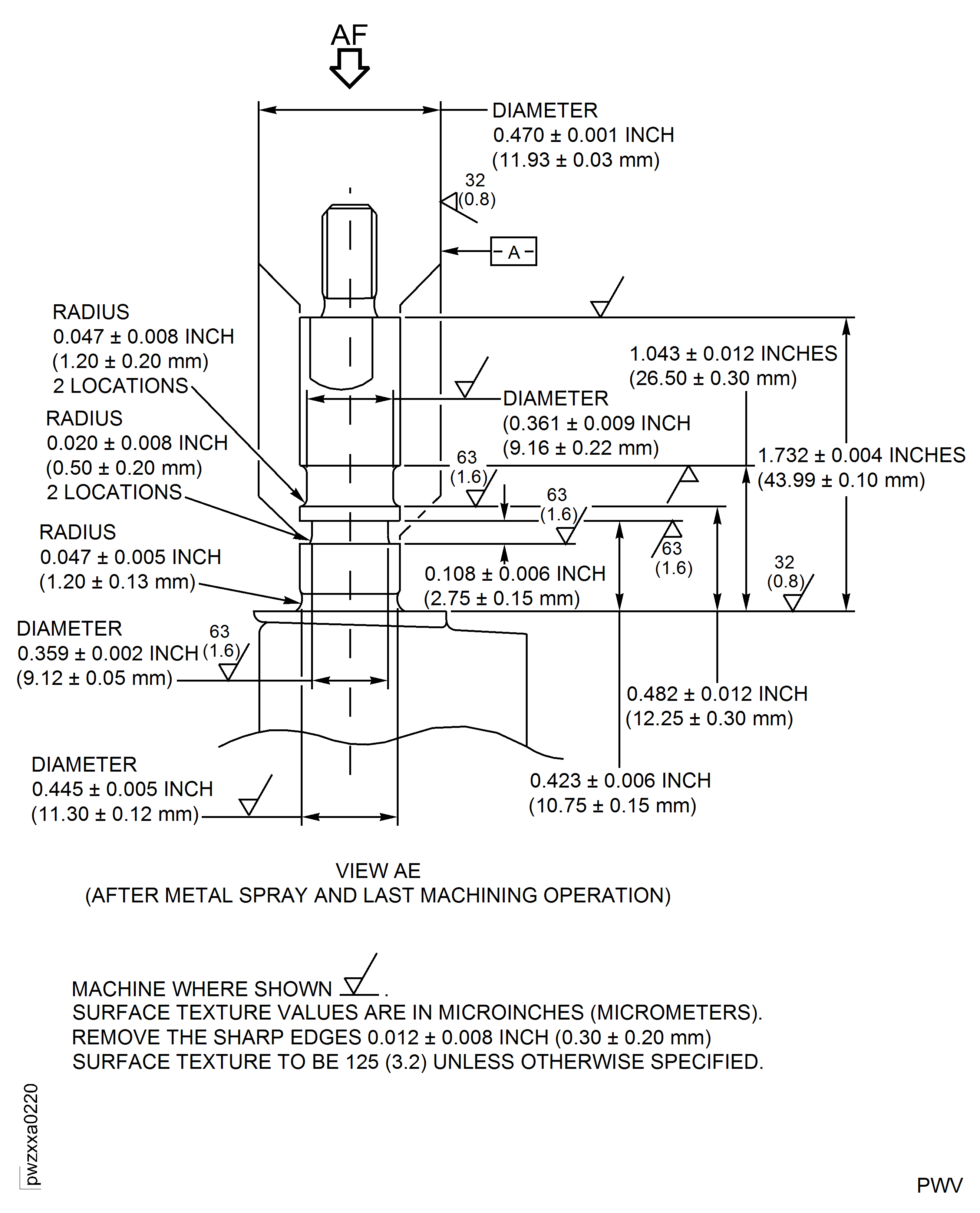 Repair Details and Dimensions - Assembly C and F