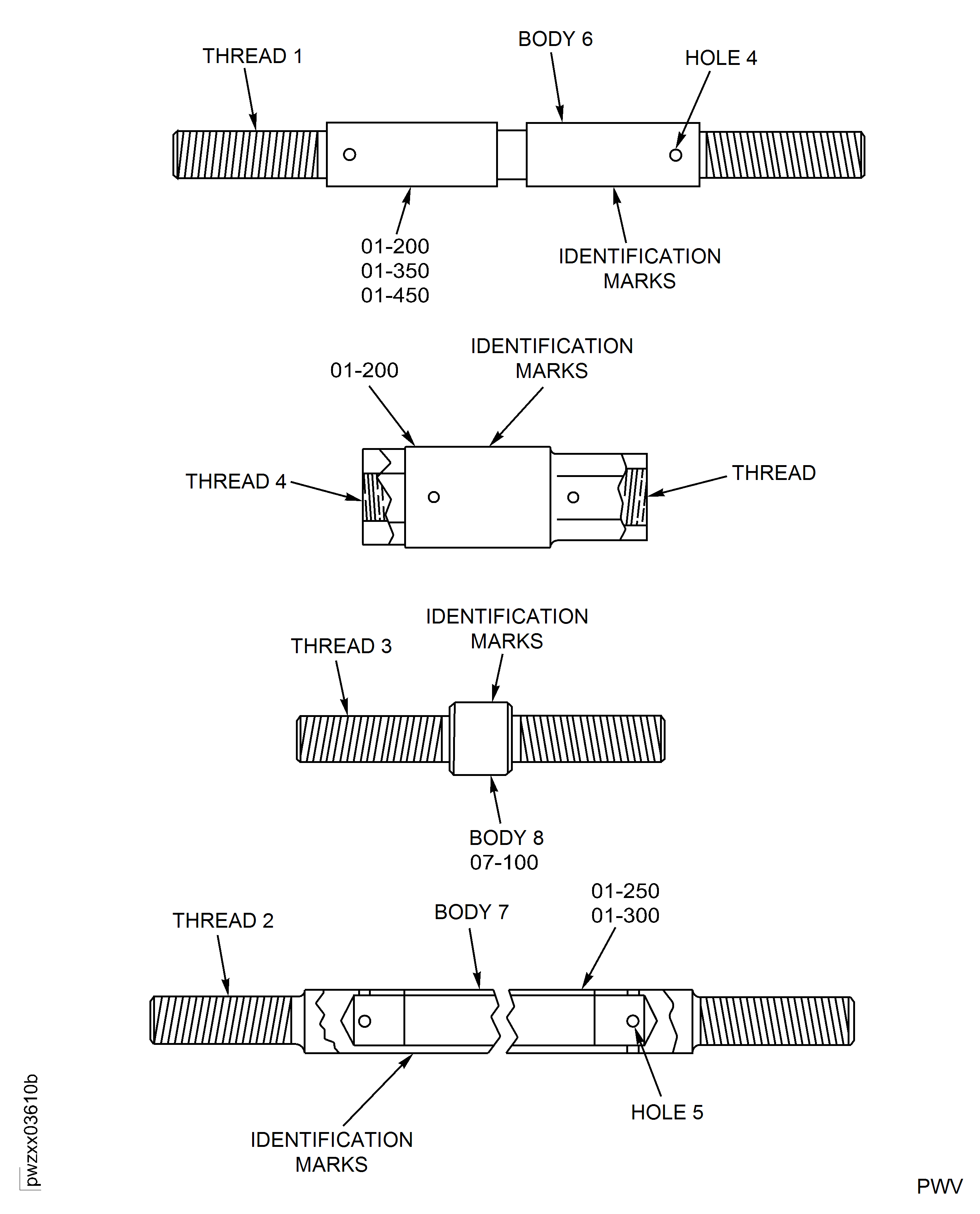 Stator Vane Actuating Ring Control Rods - Inspection Locations