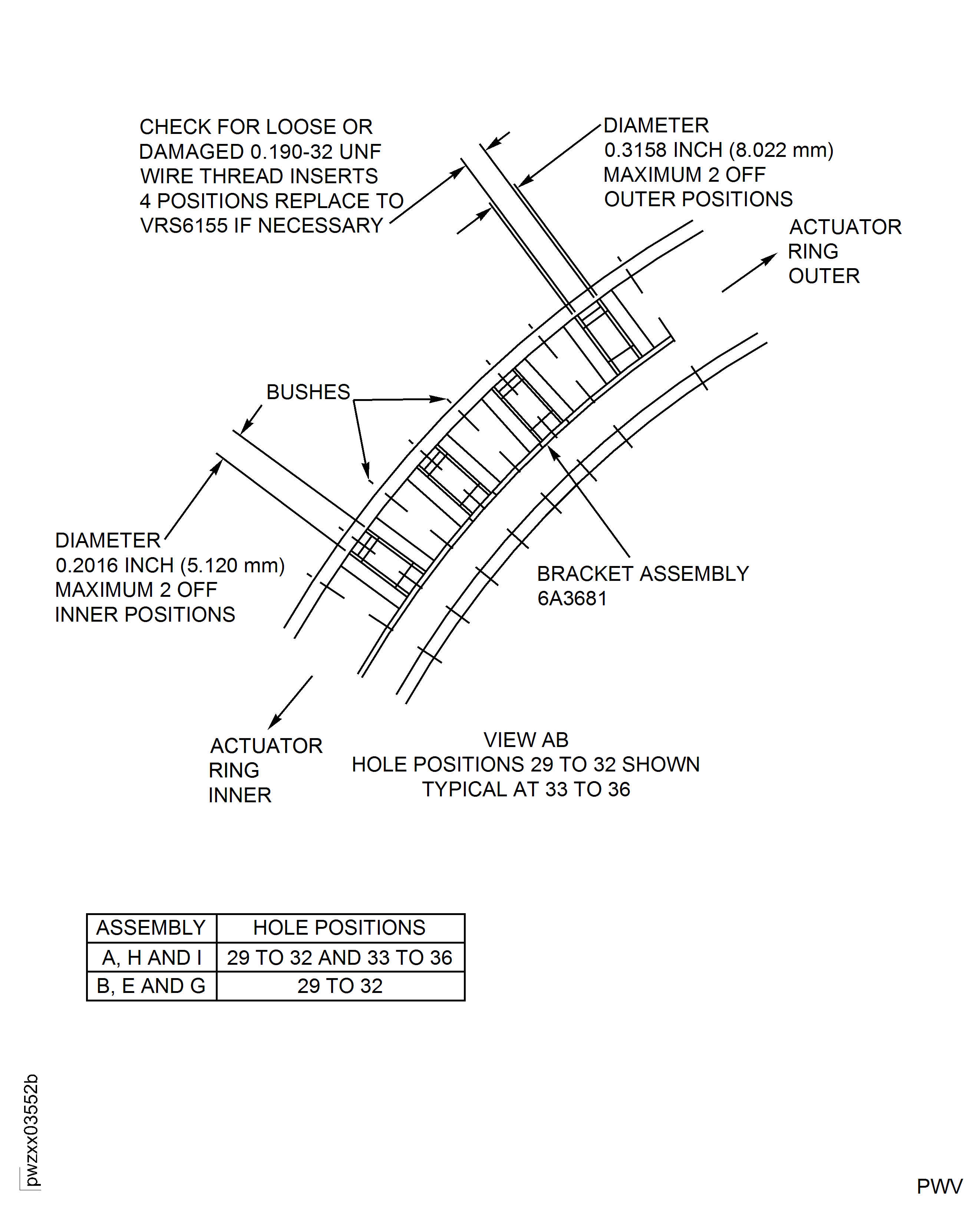 Repair Details and Dimensions - Assembly A, Assembly B, Assembly E, Assembly G, Assembly H and Assembly I