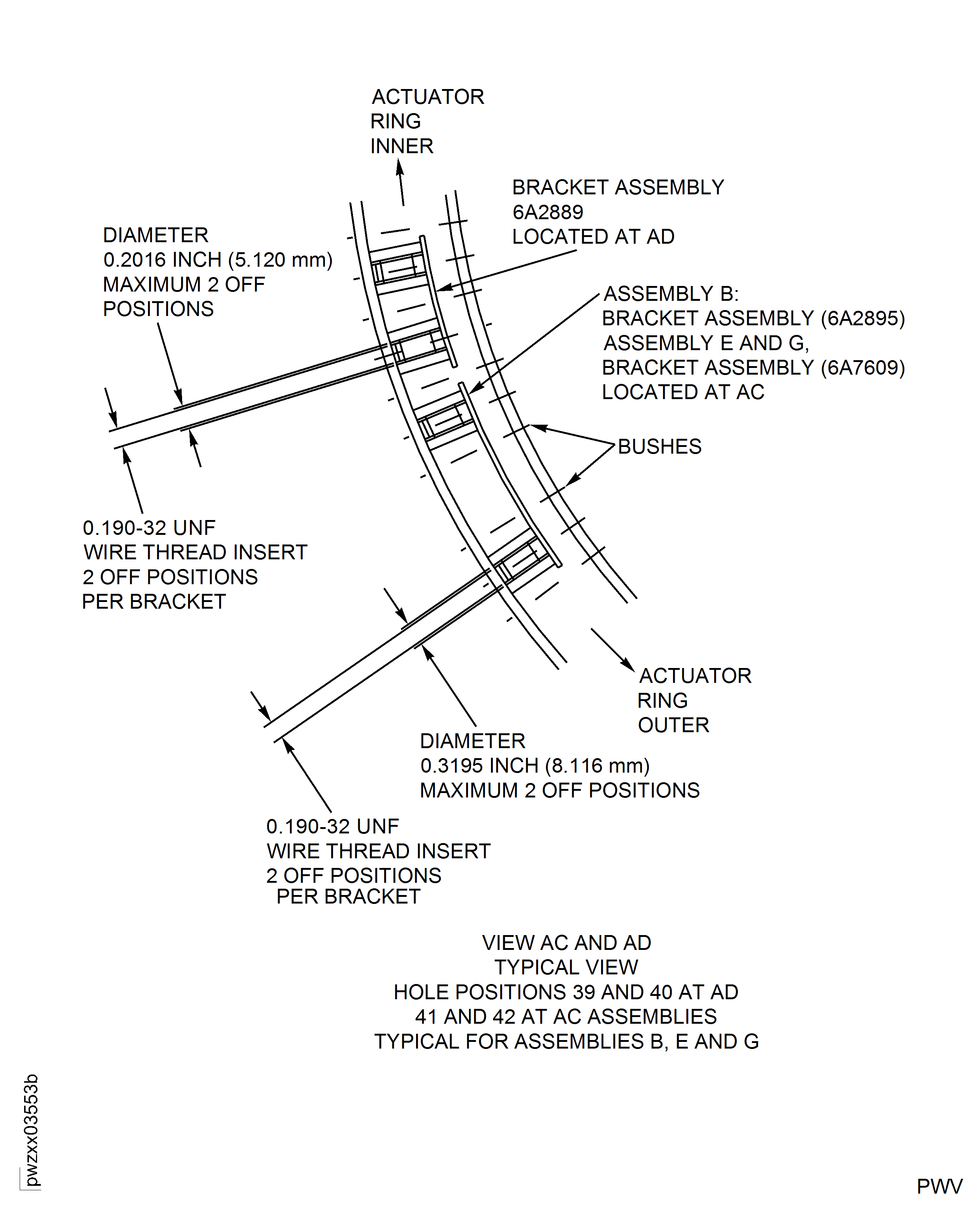 Repair Details and Dimensions - Assembly B, Assembly E and Assembly G