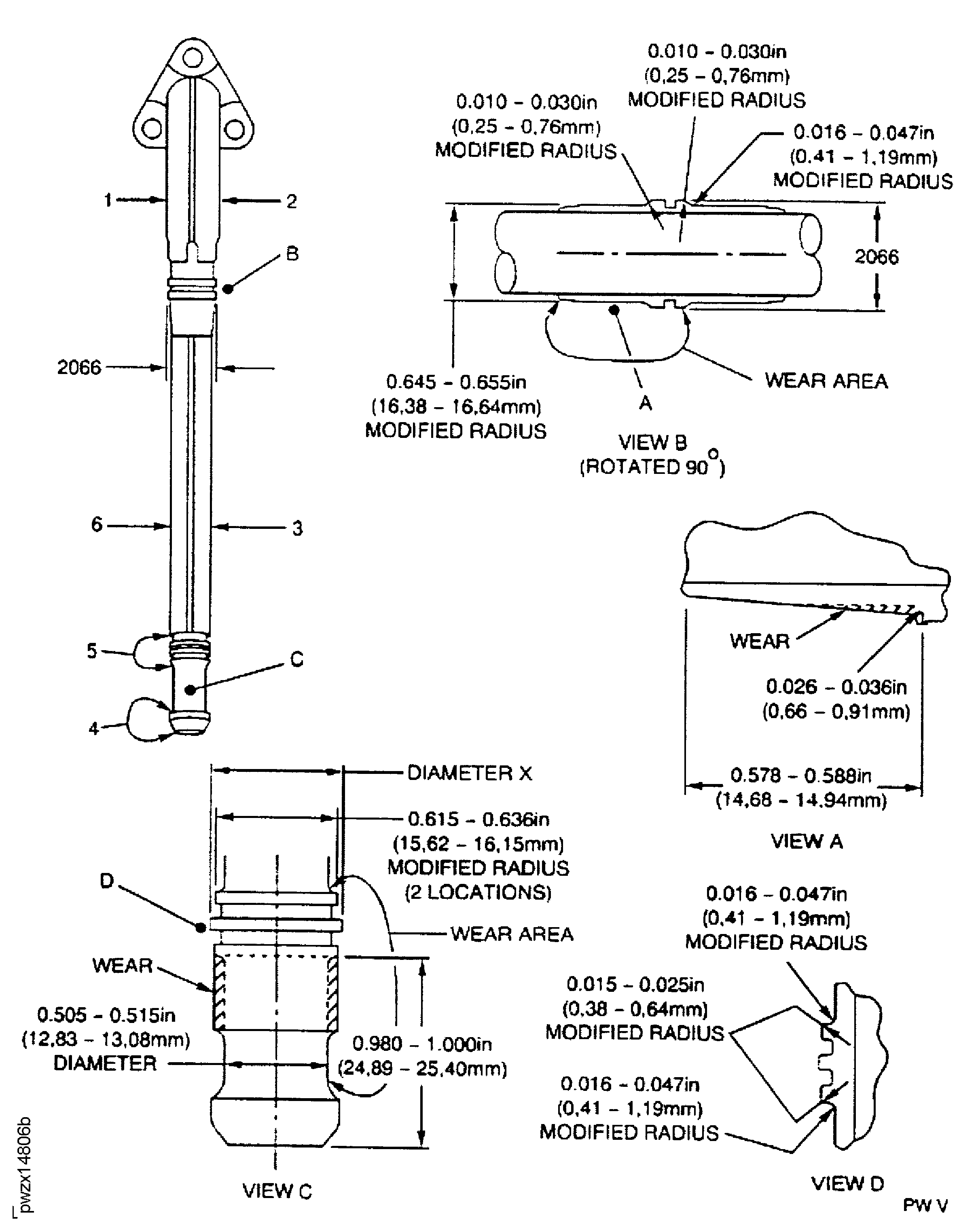 No. 4 Bearing Pressure Tube (PN 2A0835-01) Inspection Locations