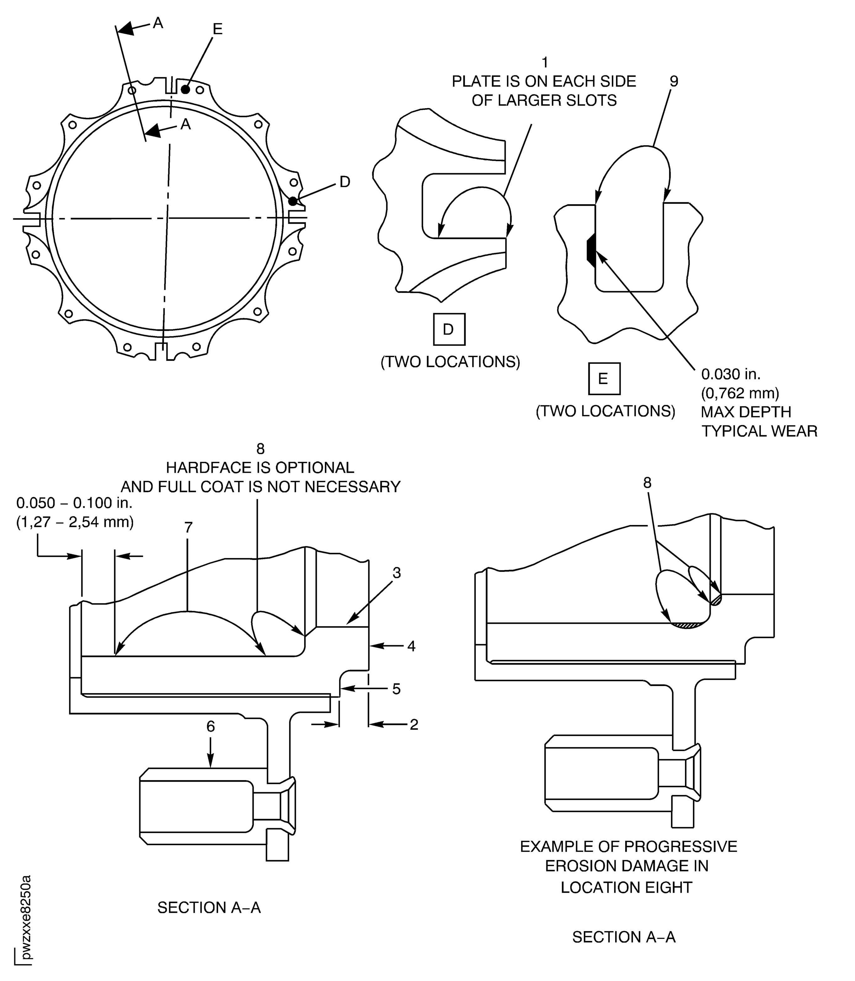 No. 4 Bearing Face Seal Inspection Locations
