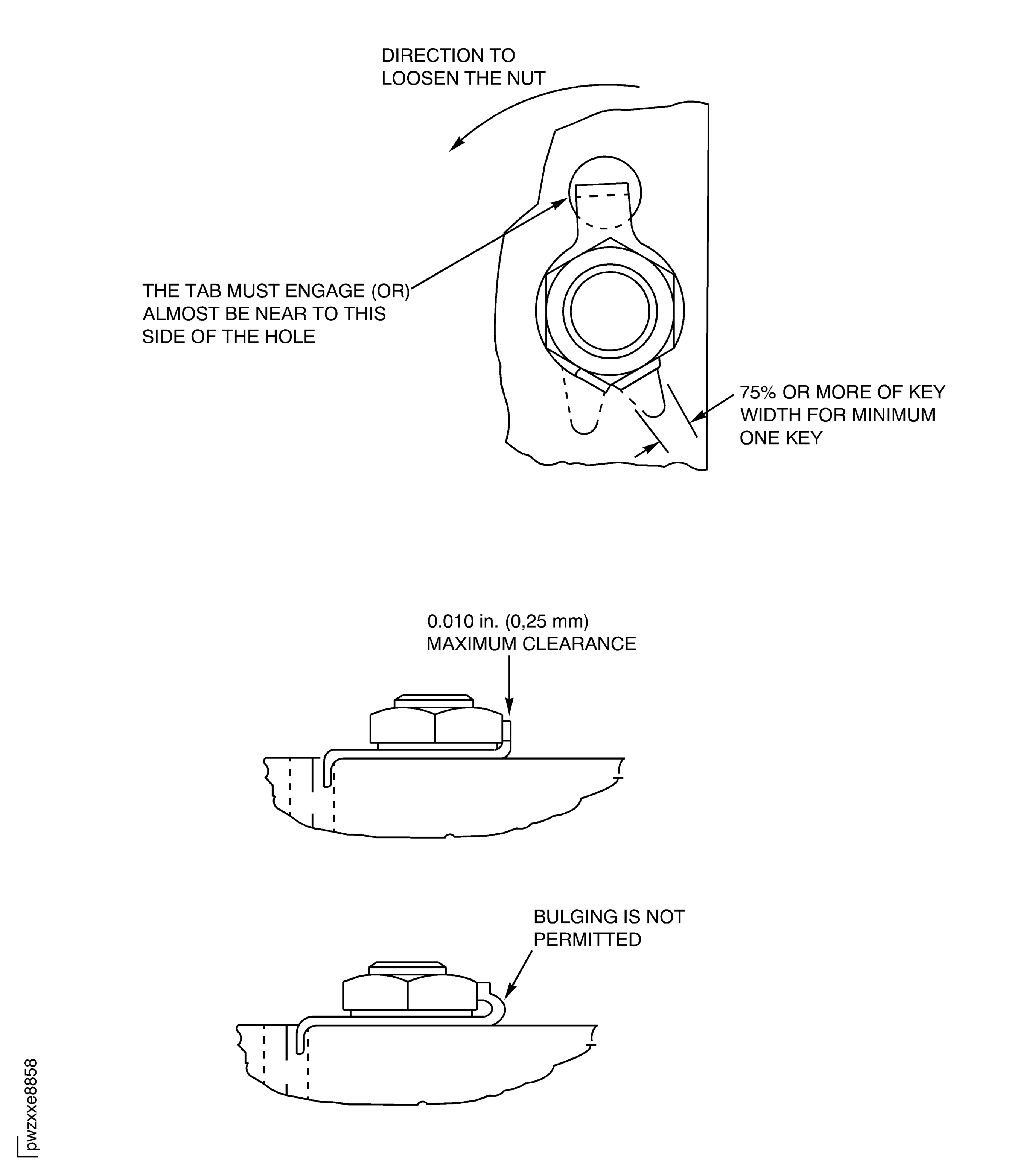 No. 4 Bearing Front Compartment - Anti-Rotation Key-Washer Tabs Bending and Installation Limits (Pre SB 72-0629)