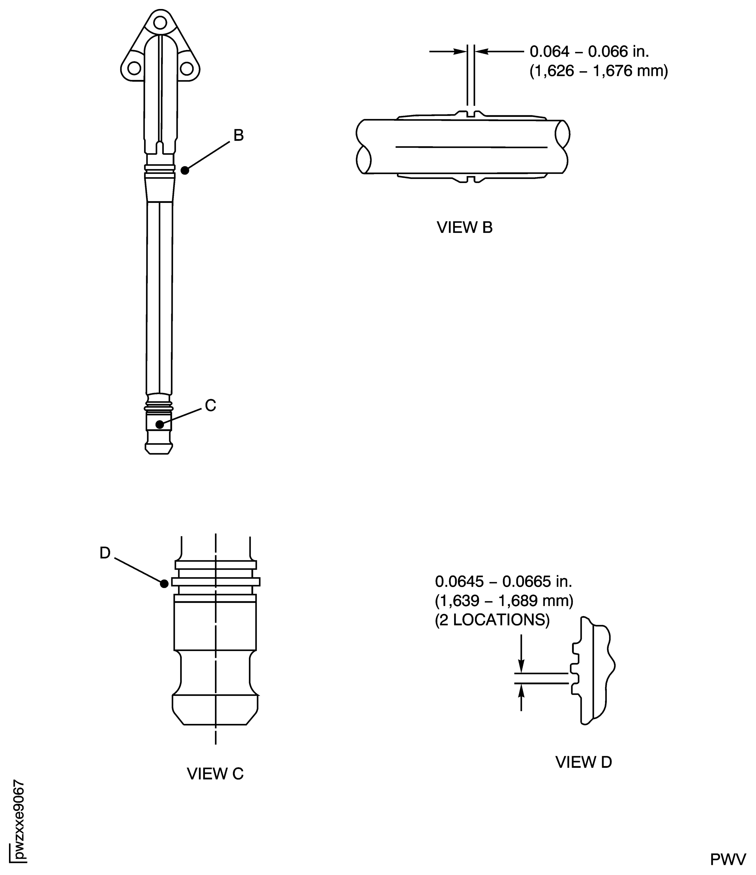 No. 4 Bearing Pressure Tube (PN 2A2493-01 and 2A4256-01) Inspection Locations
