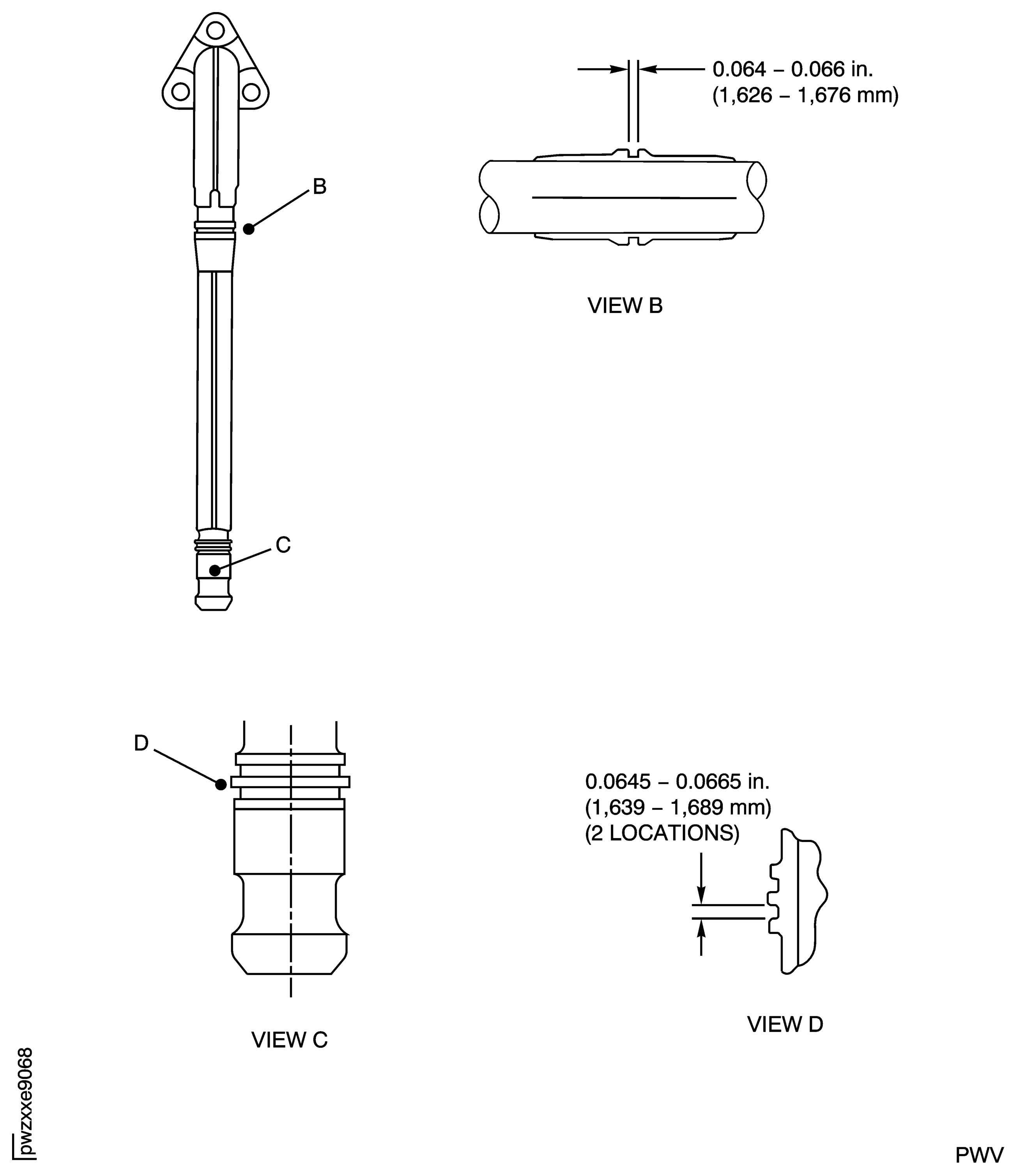 No. 4 Bearing Pressure Tube (PN 2A0835-01) Inspection Locations