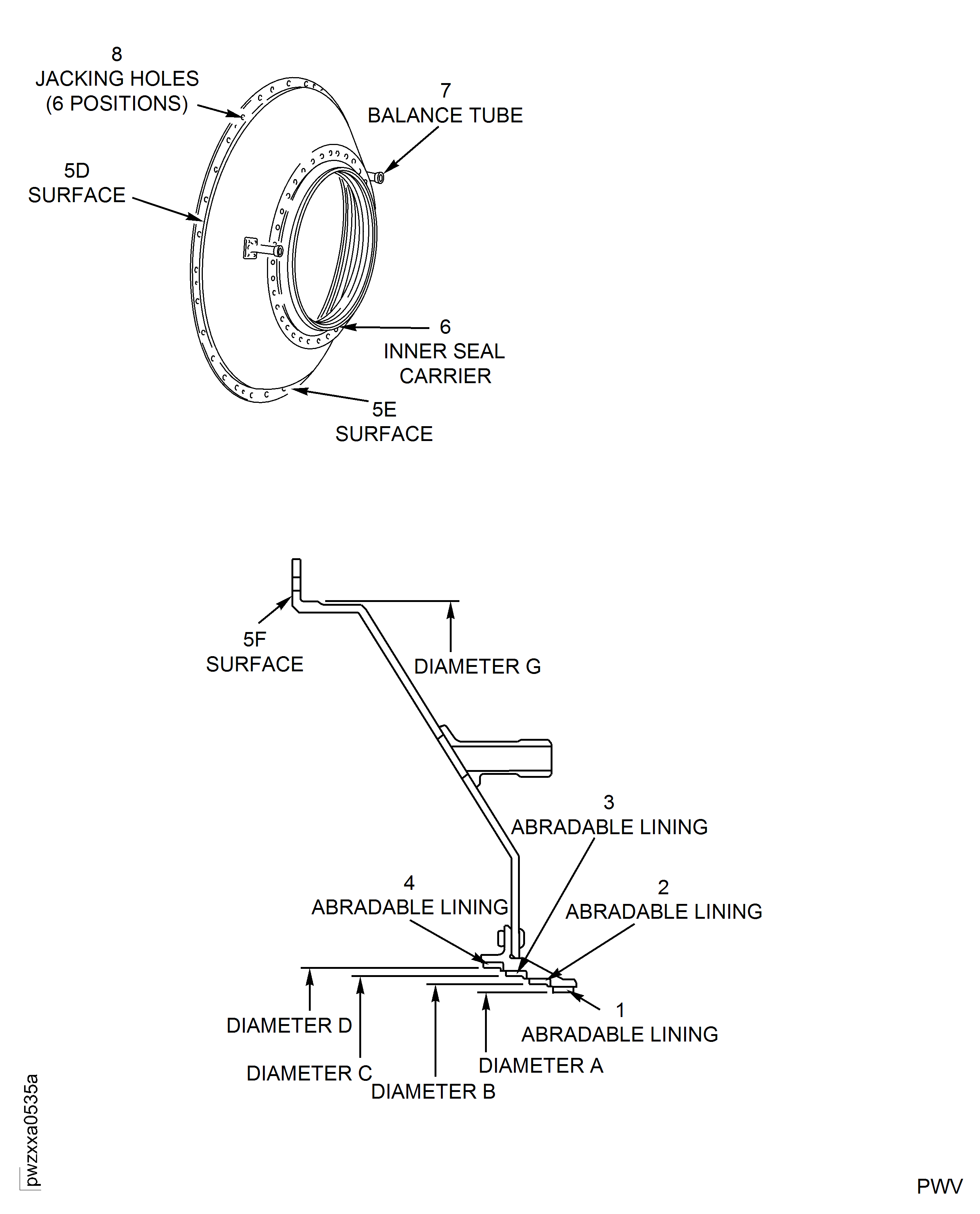 Examine the HP Compressor Static Seal, PN 6A4447