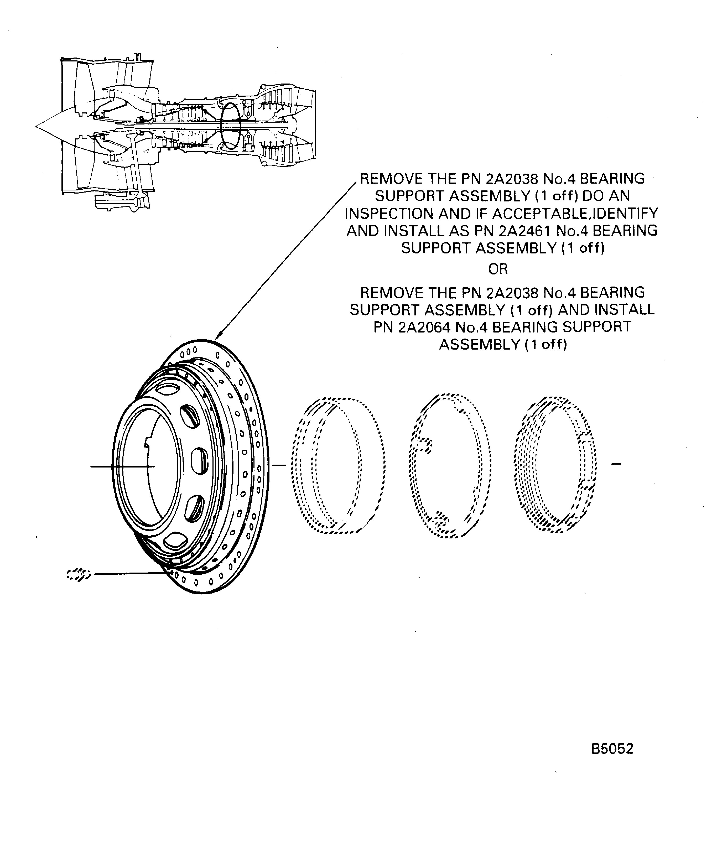 Location of the No. 4 bearing support assembly