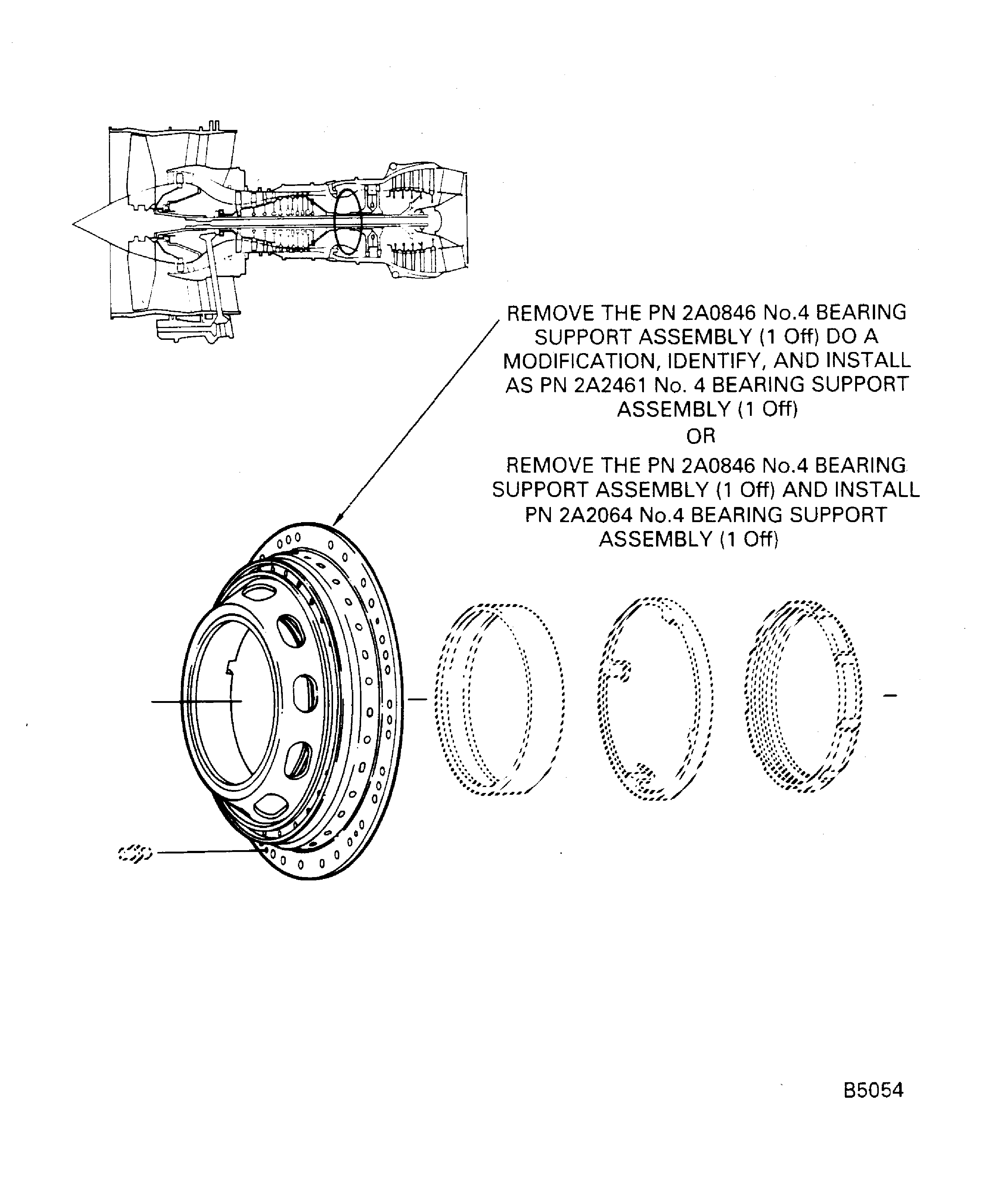 Location of No. 4 bearing support assembly