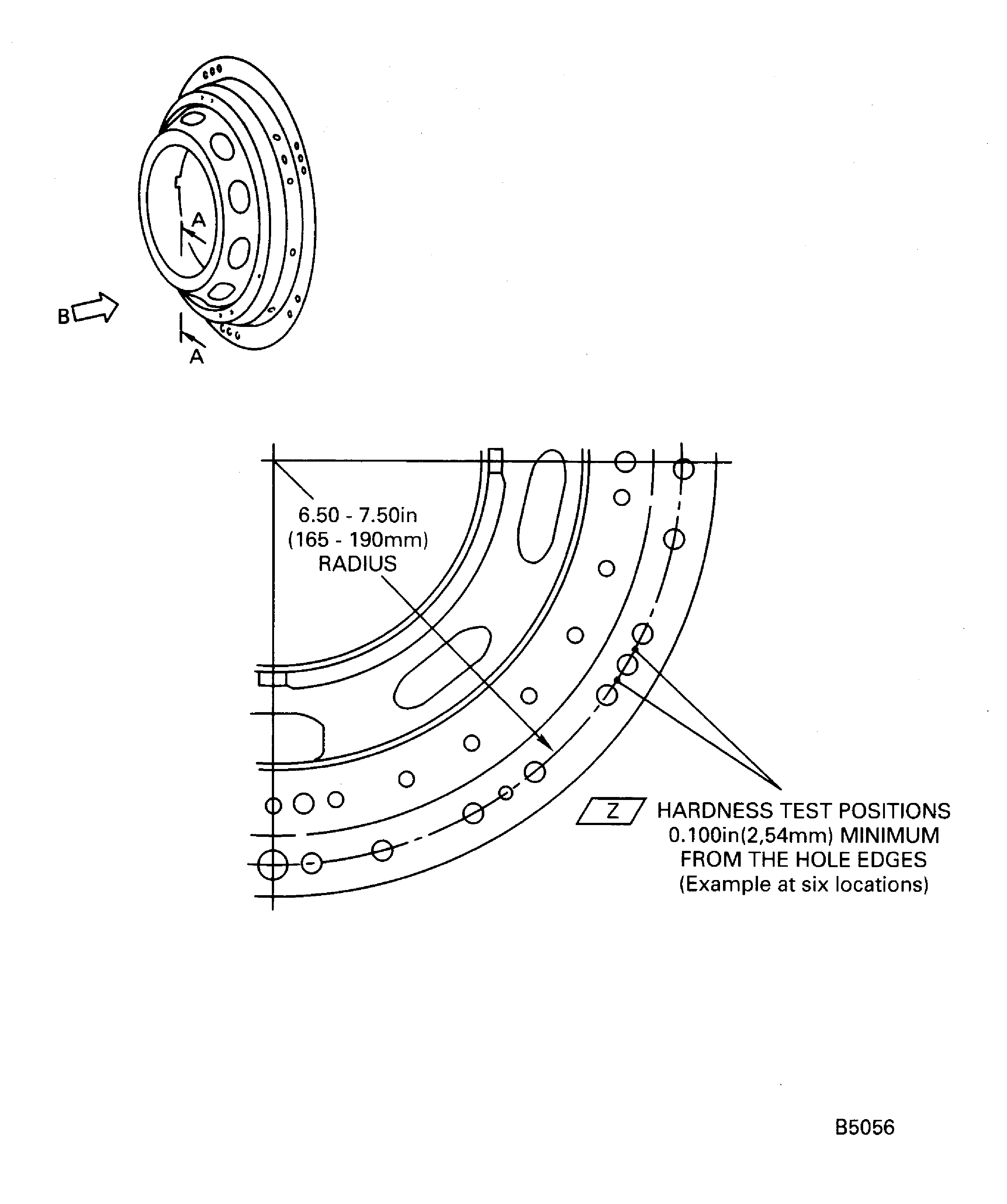 No. 4 bearing support inspection and identification areas