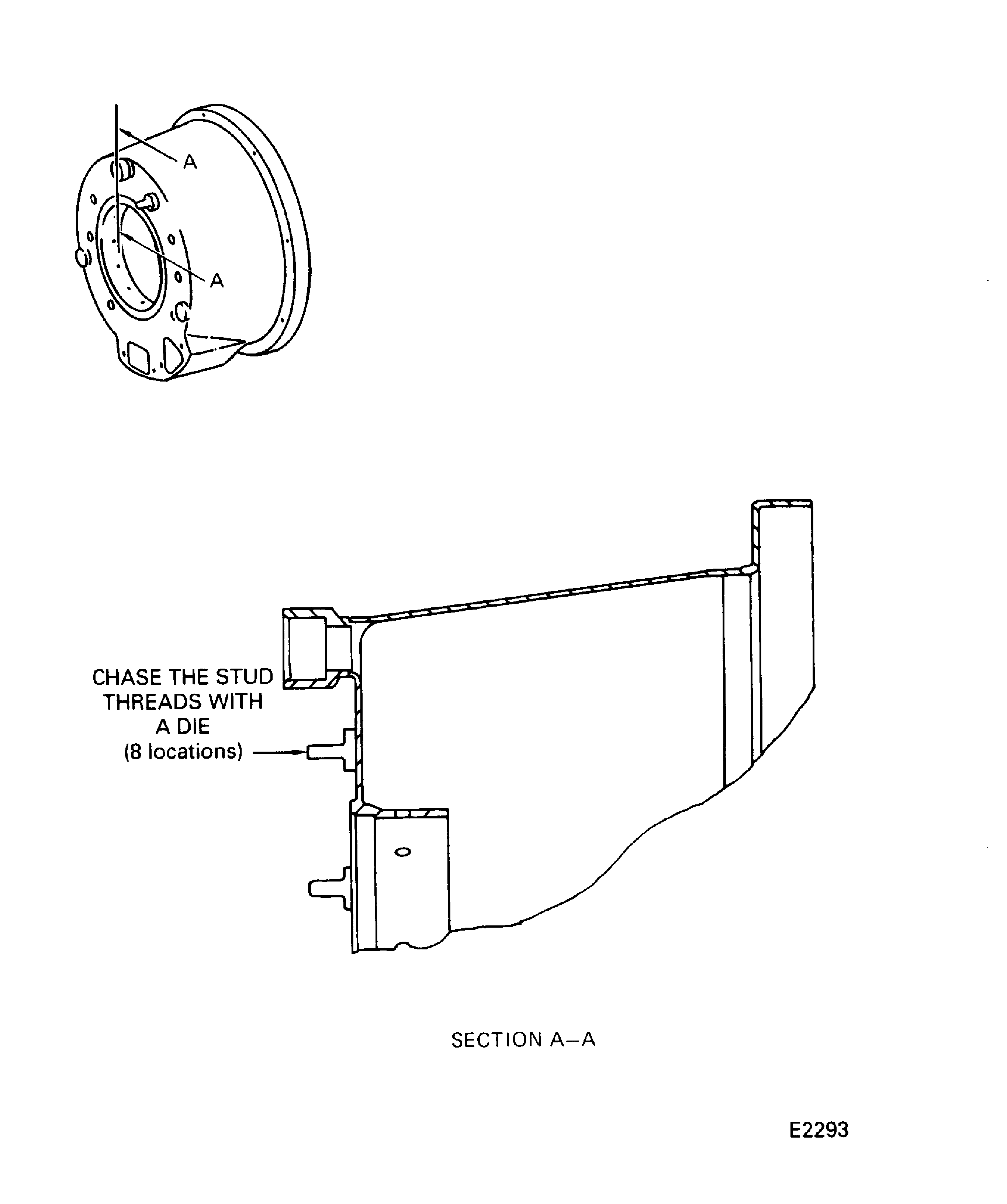 Chase the stud threads on the No. 4 bearing front cooling duct