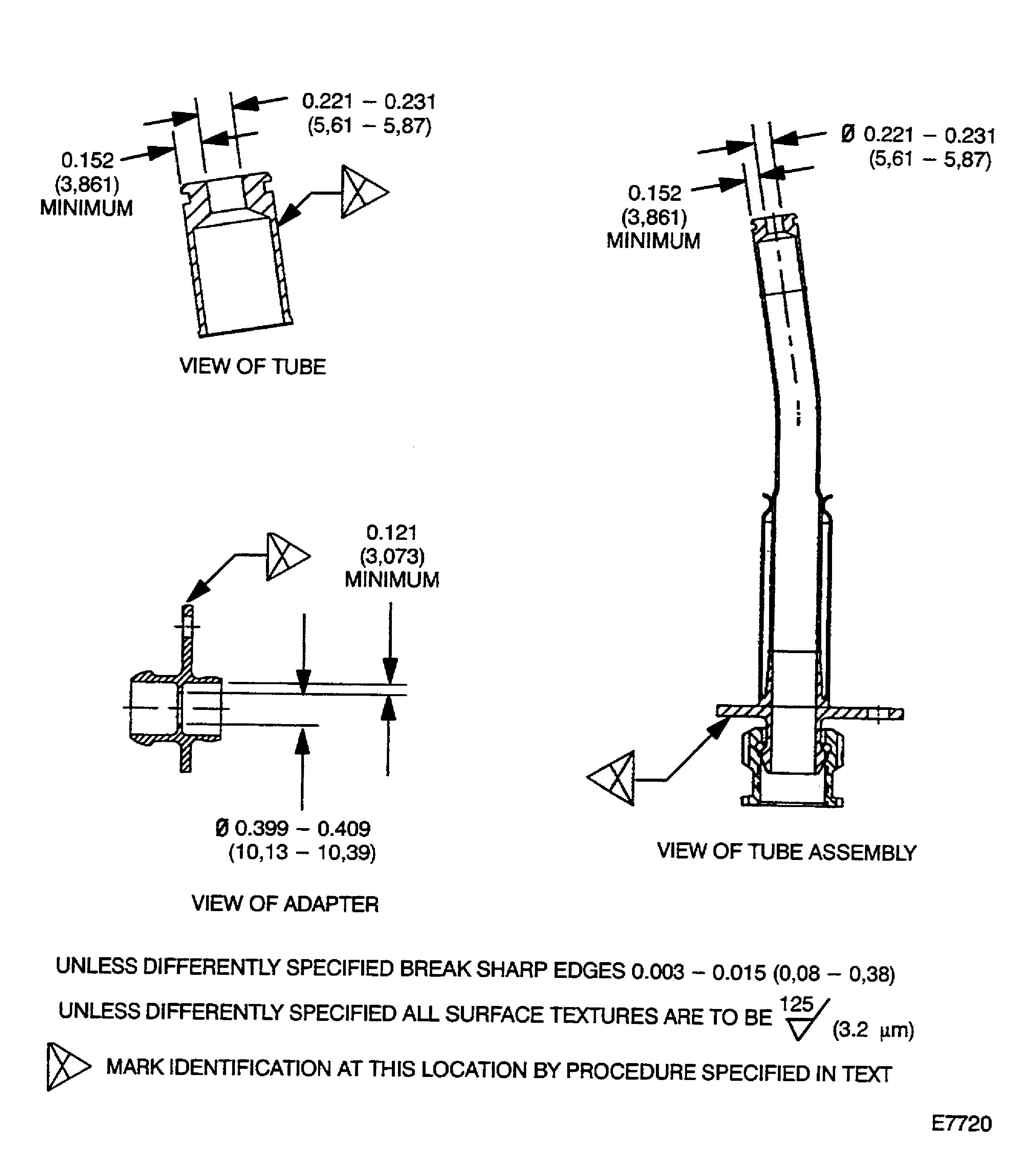 Modification of the tube assembly, tube and adapter