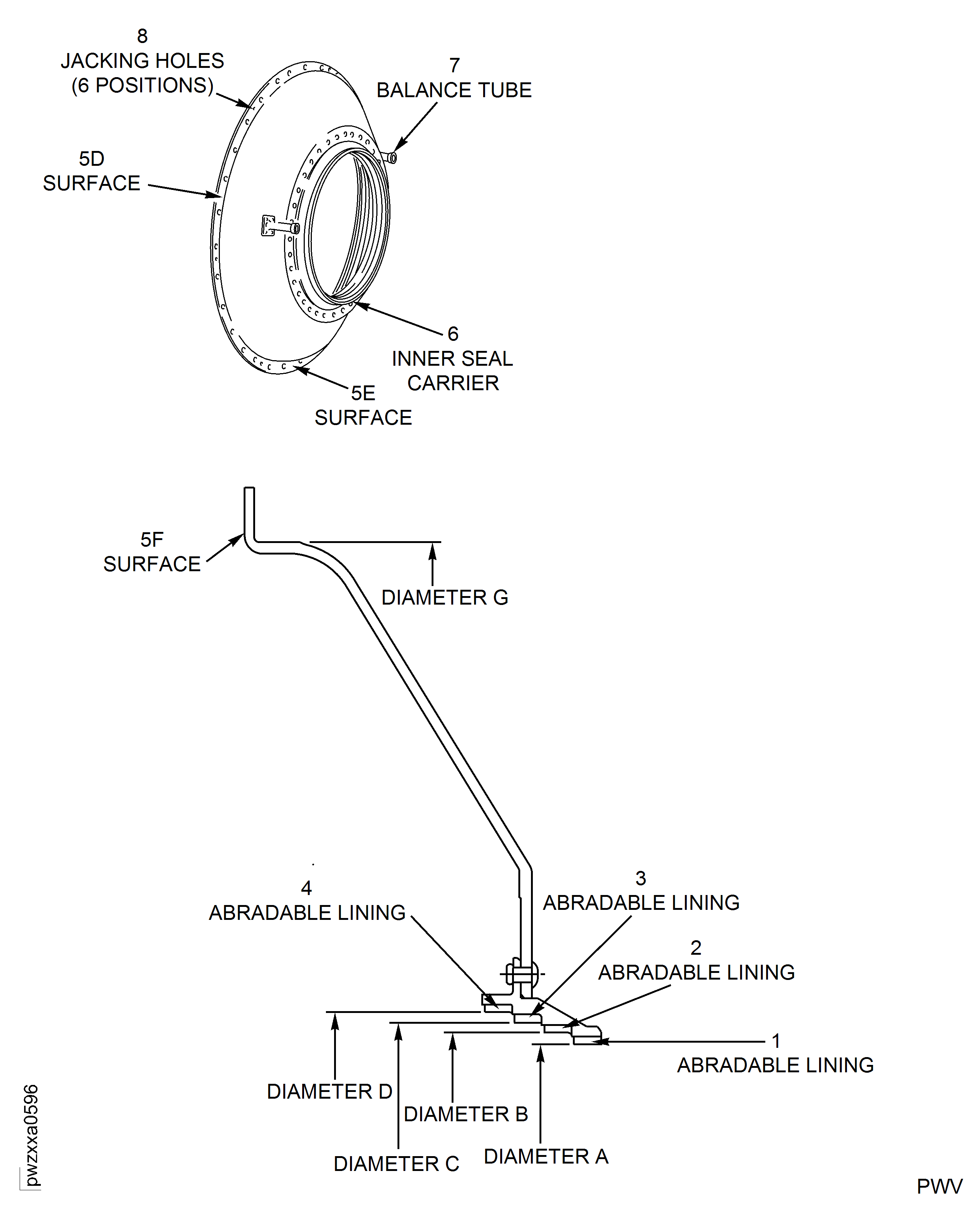 Examine the HP Compressor Static Seal, PN 6B1412
