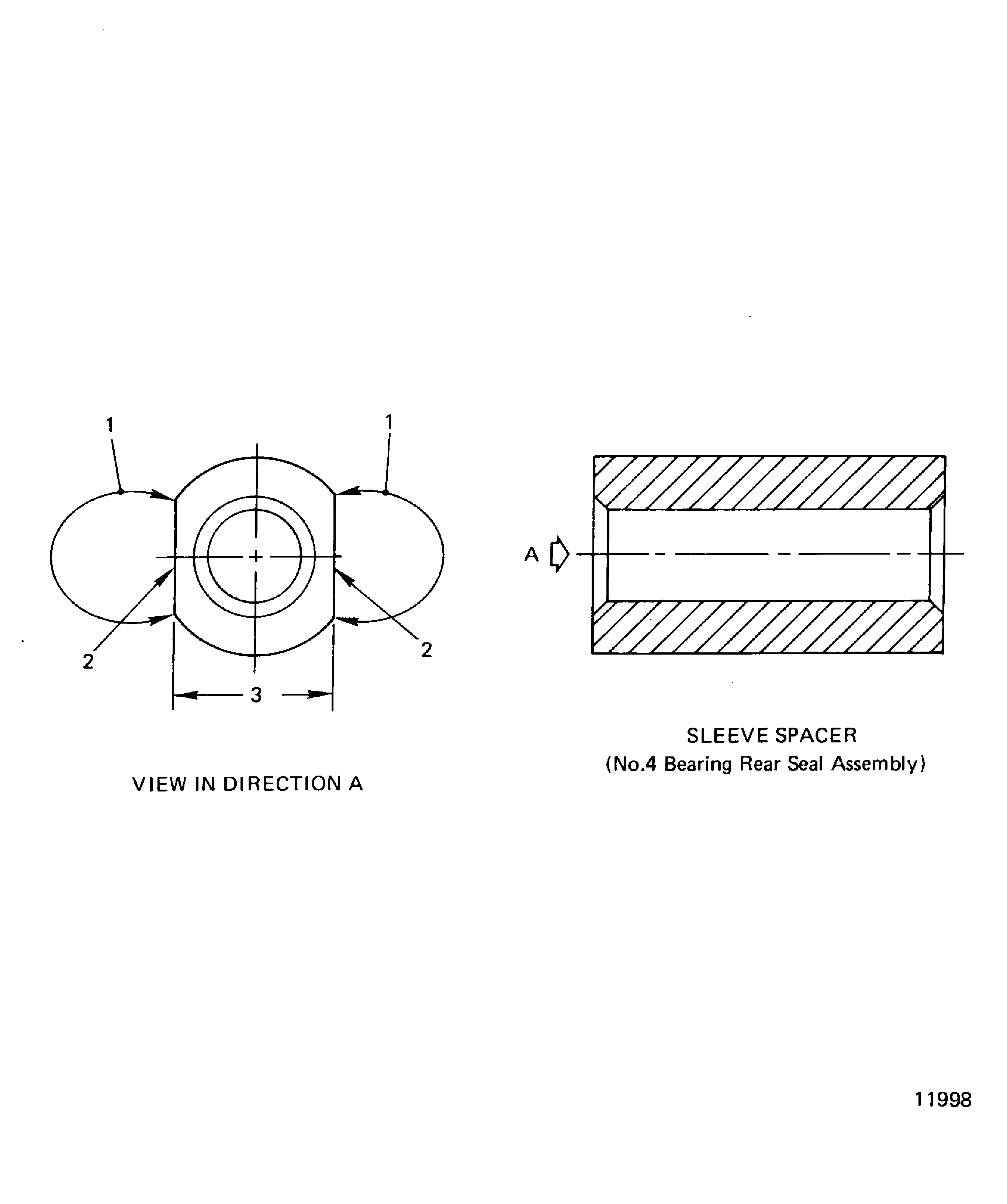 No. 4 bearing rear seal assembly sleeve
spacer inspection locations
