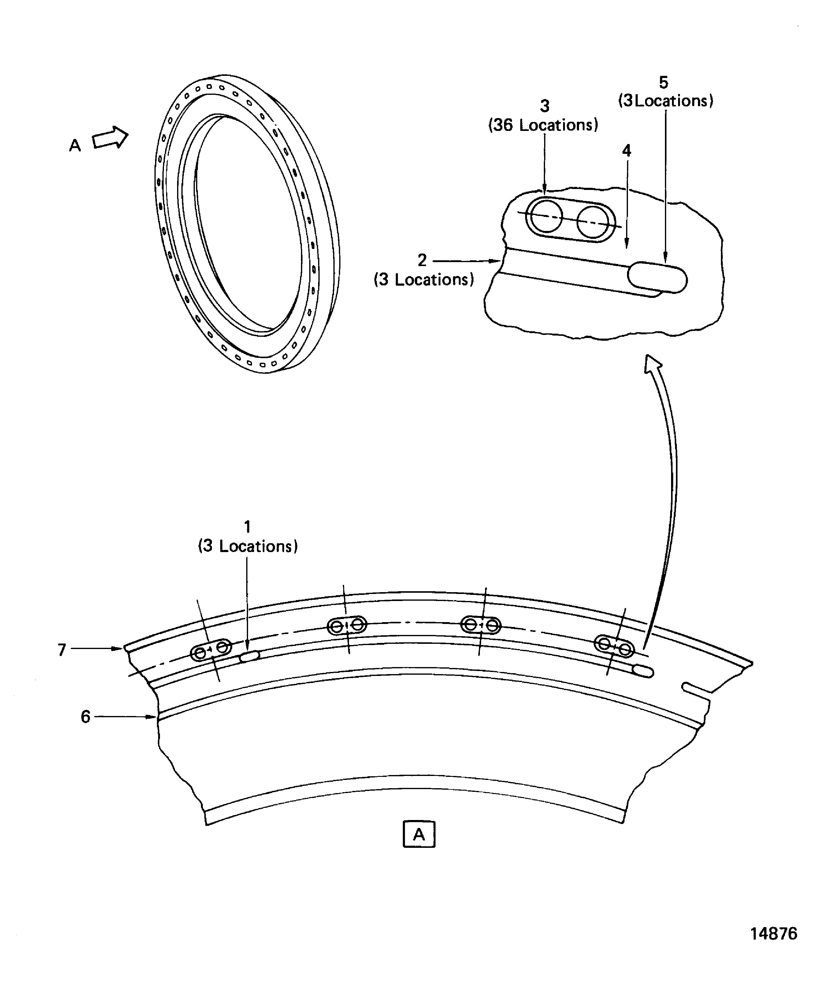 No. 4 Bearing front seal seat inspection locations