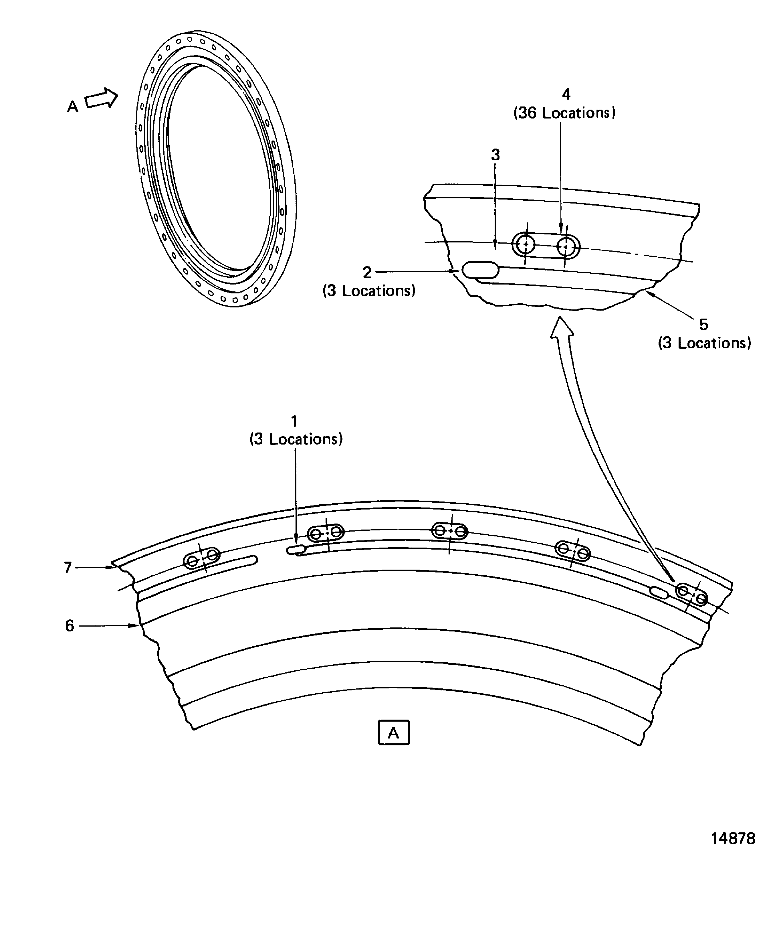 No. 4 bearing rear seal seat inspection locations