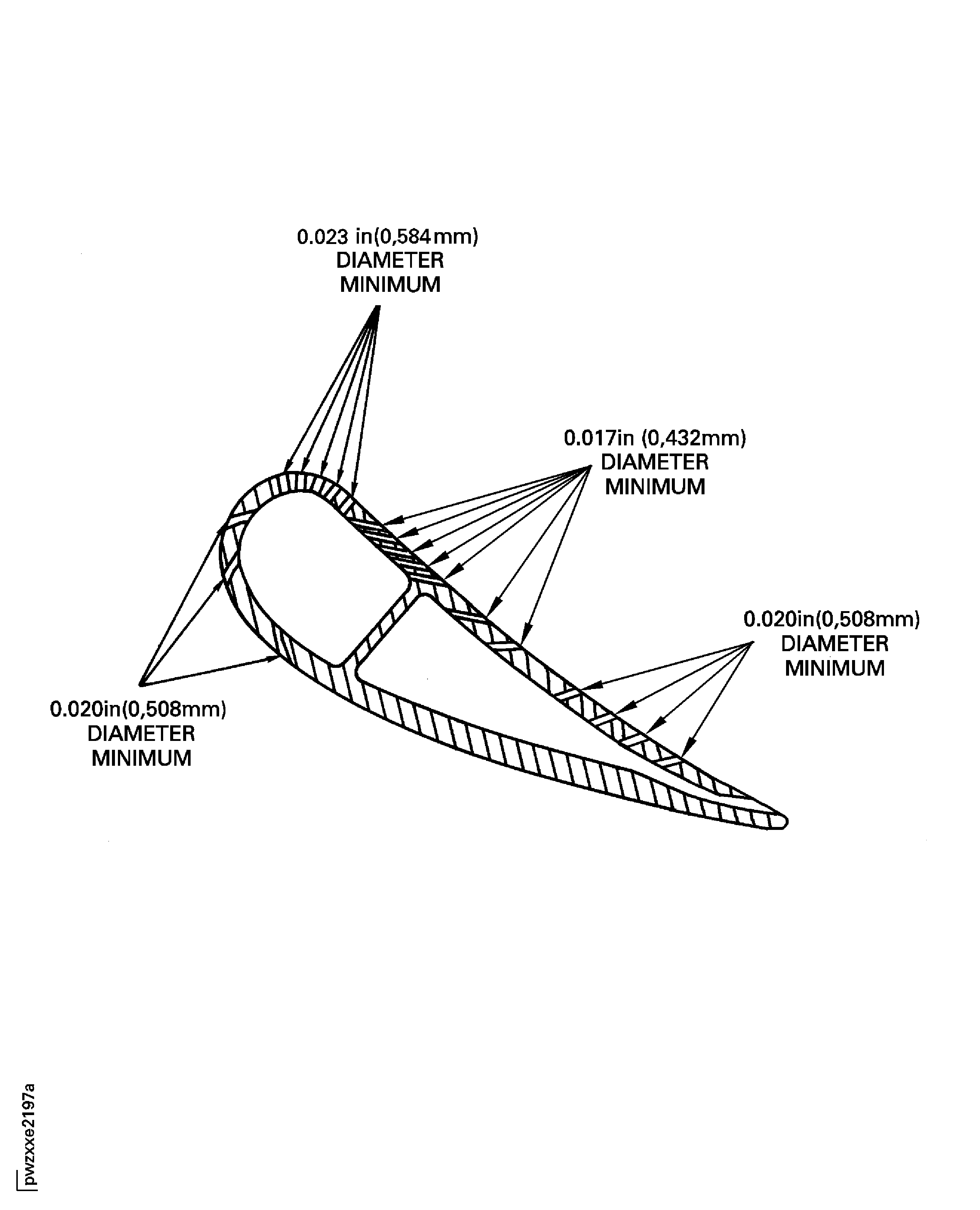 (V2500-A1) Stage 1 HPT Vane (PN 2A5591) Cooling Hole repair Area