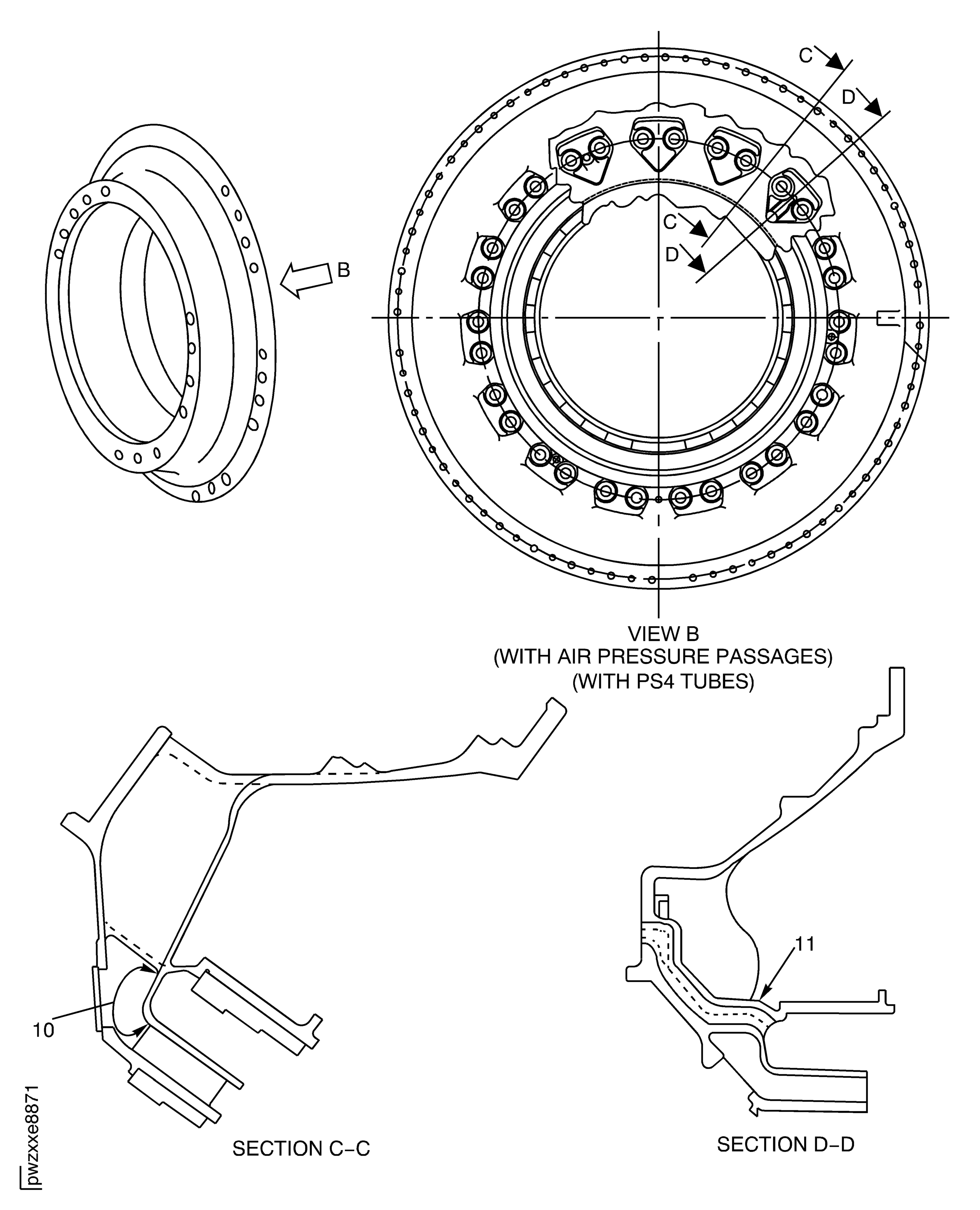Stage 1 HPT Cooling Duct Inspection Locations