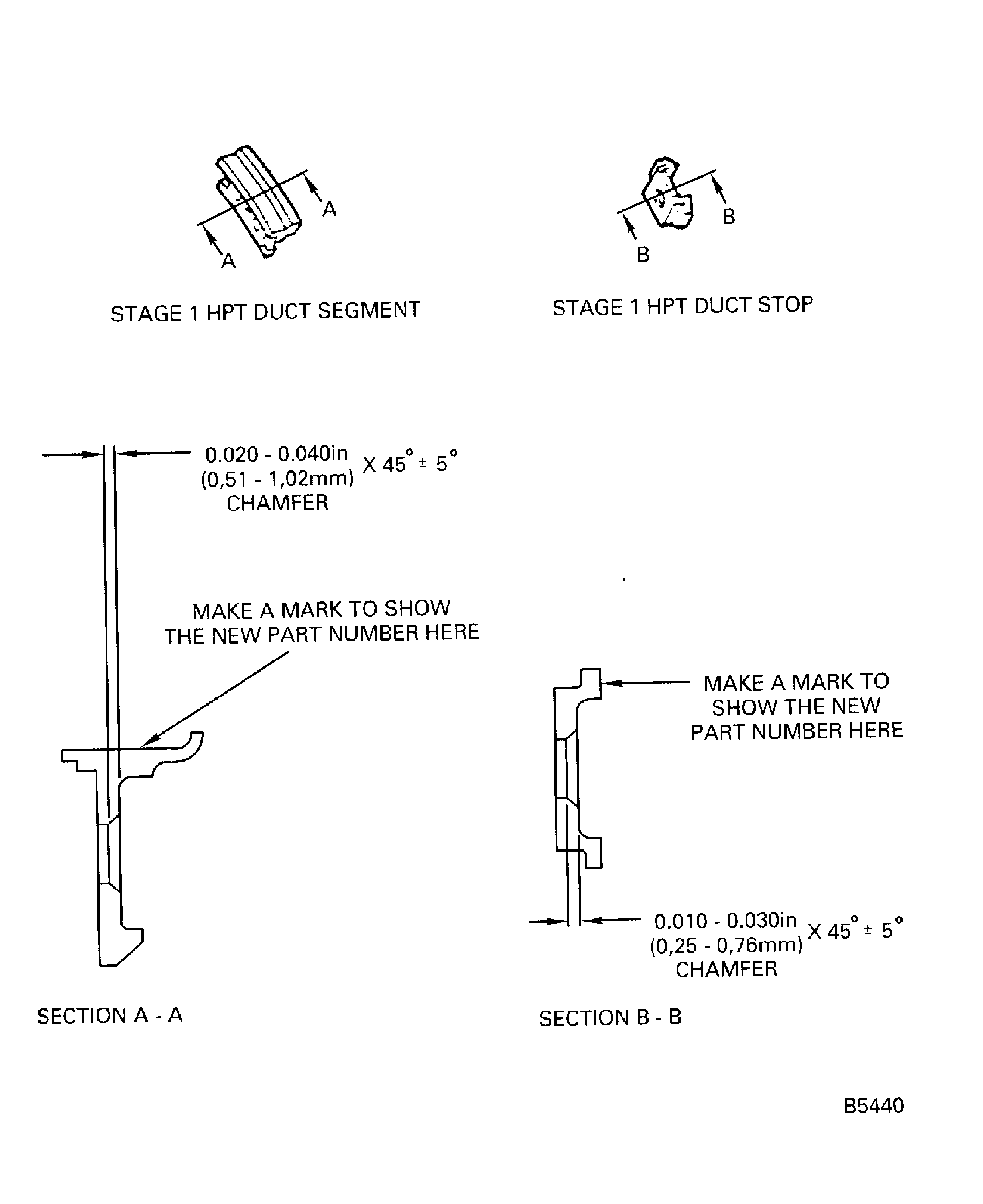 Rework of the stage 1 HPT duct segments and stage 1 HPT duct stops