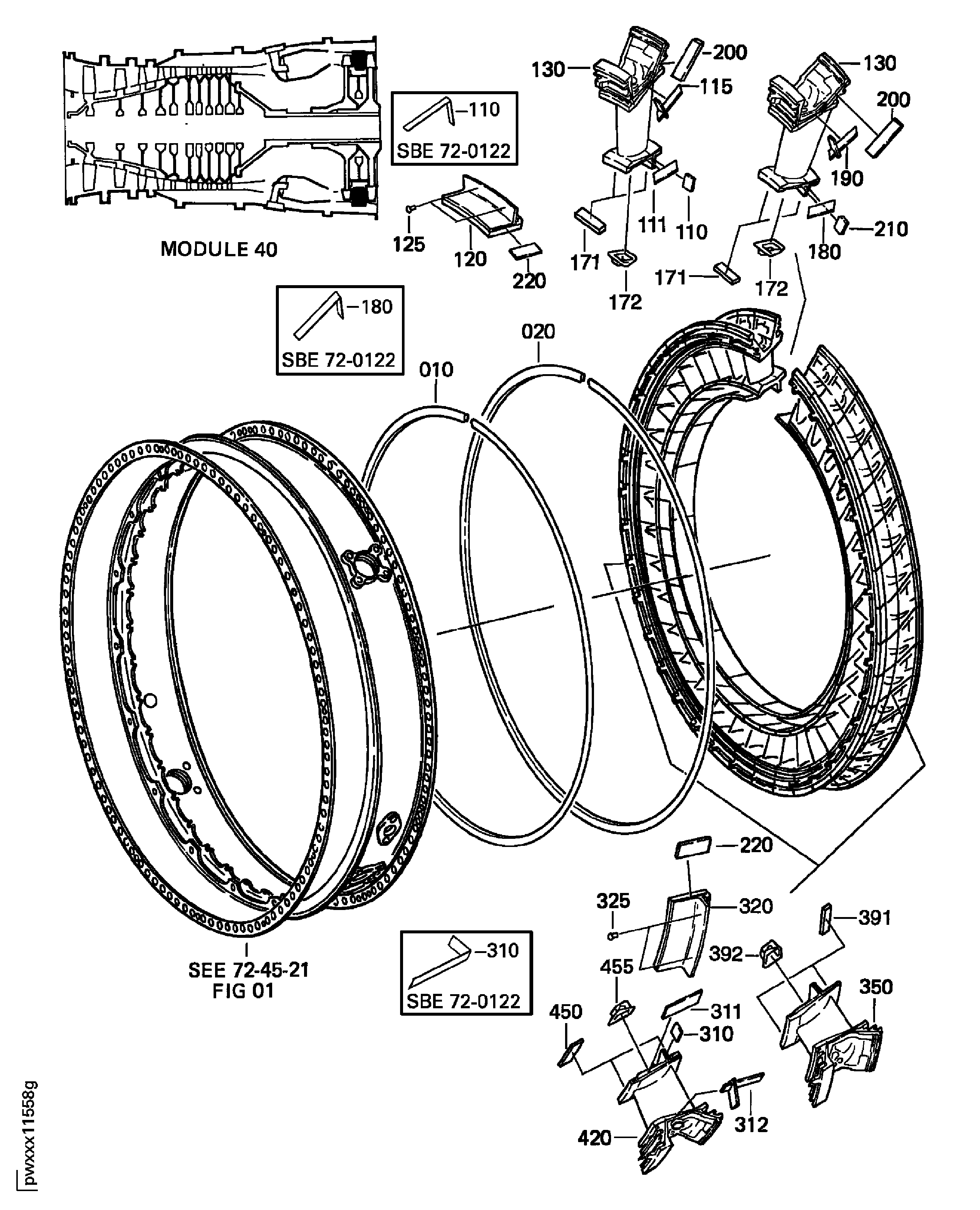 STAGE 2 HPT RING SEGMENT AND VANE CLUSTER
