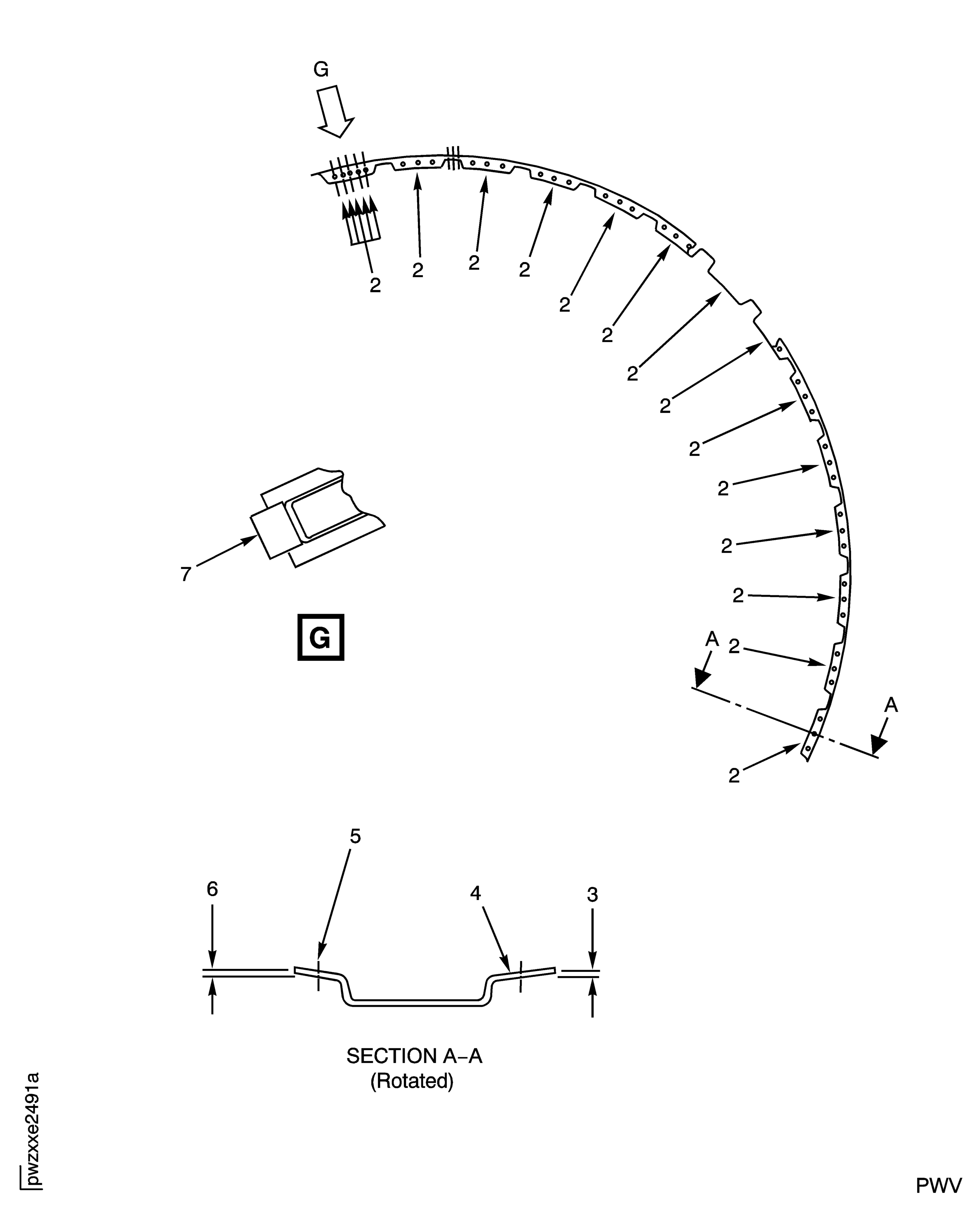 Stage 2 HPT band segment assembly inspection locations