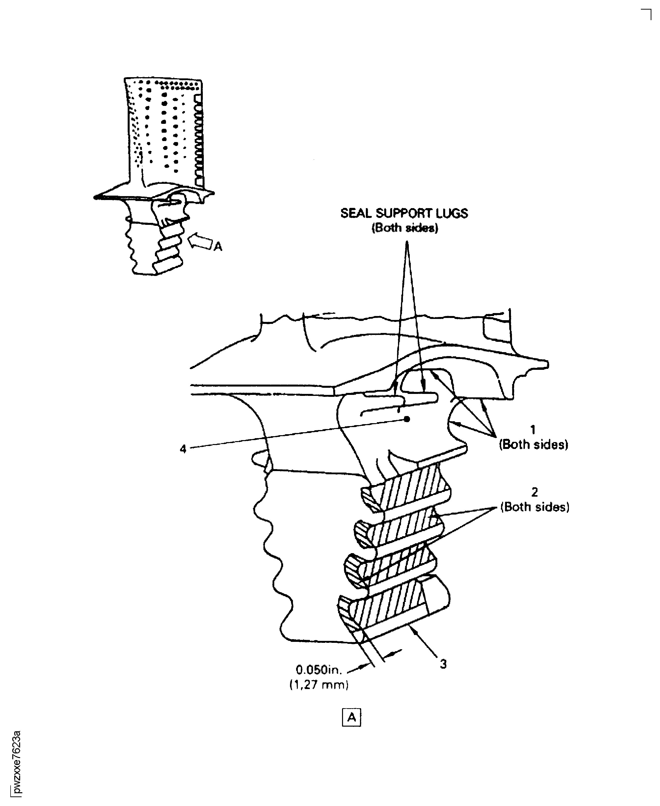 Stage 1 HPT Blade Root and Attachment Area Inspection Locations