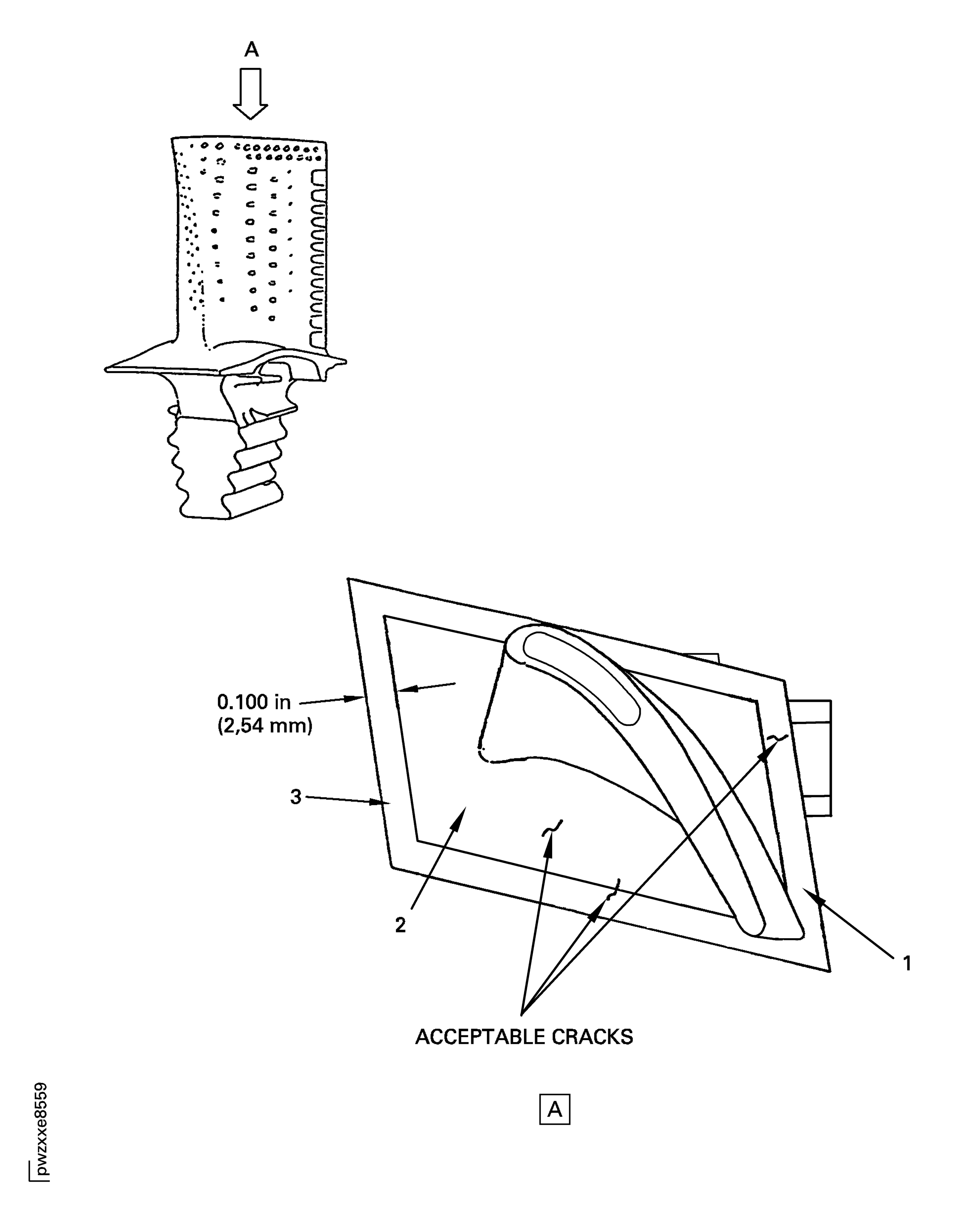 Stage 1 HPT Blade Platform Inspection Locations