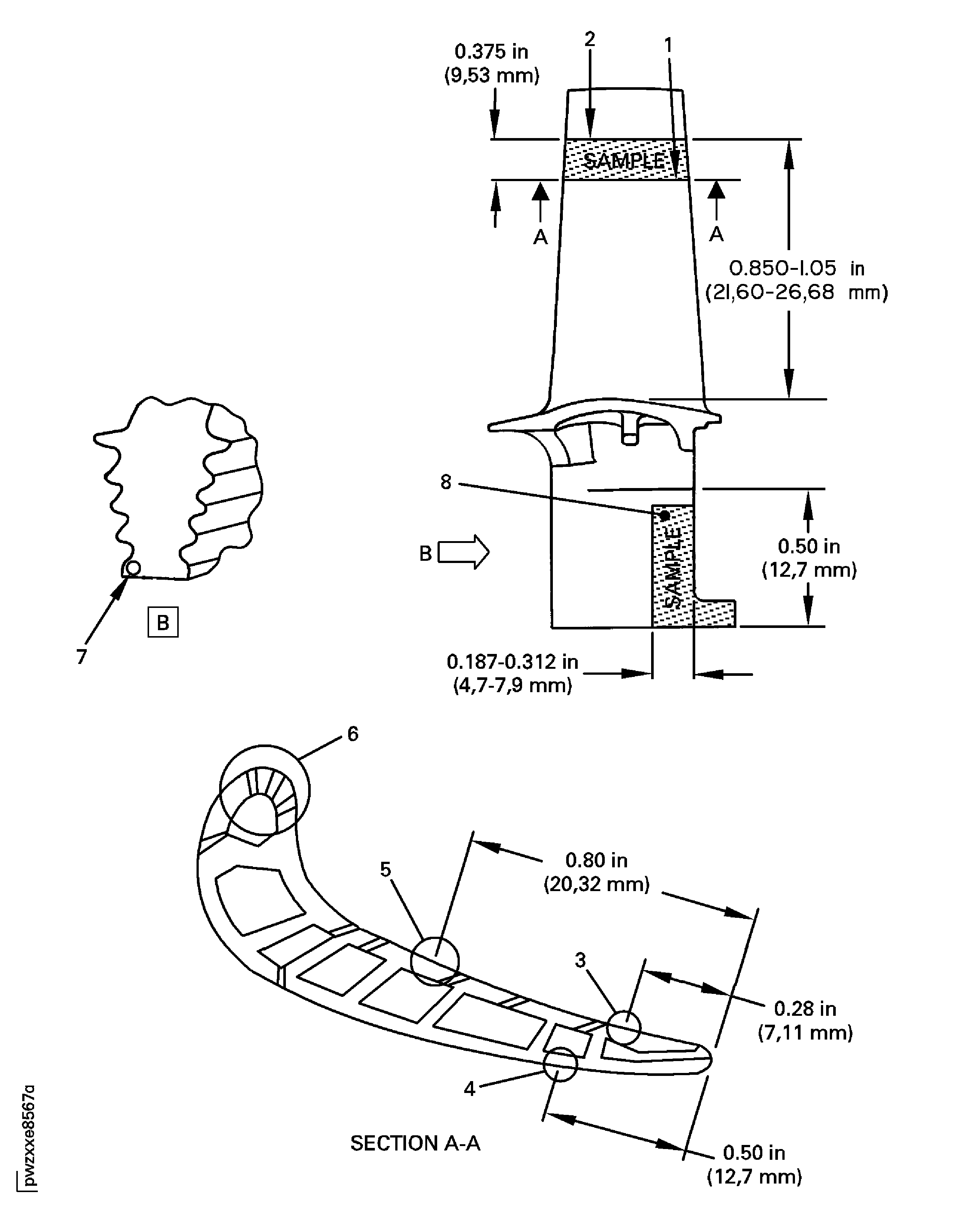 Stage 1 HPT Blade Metal Temperature Analysis Locations