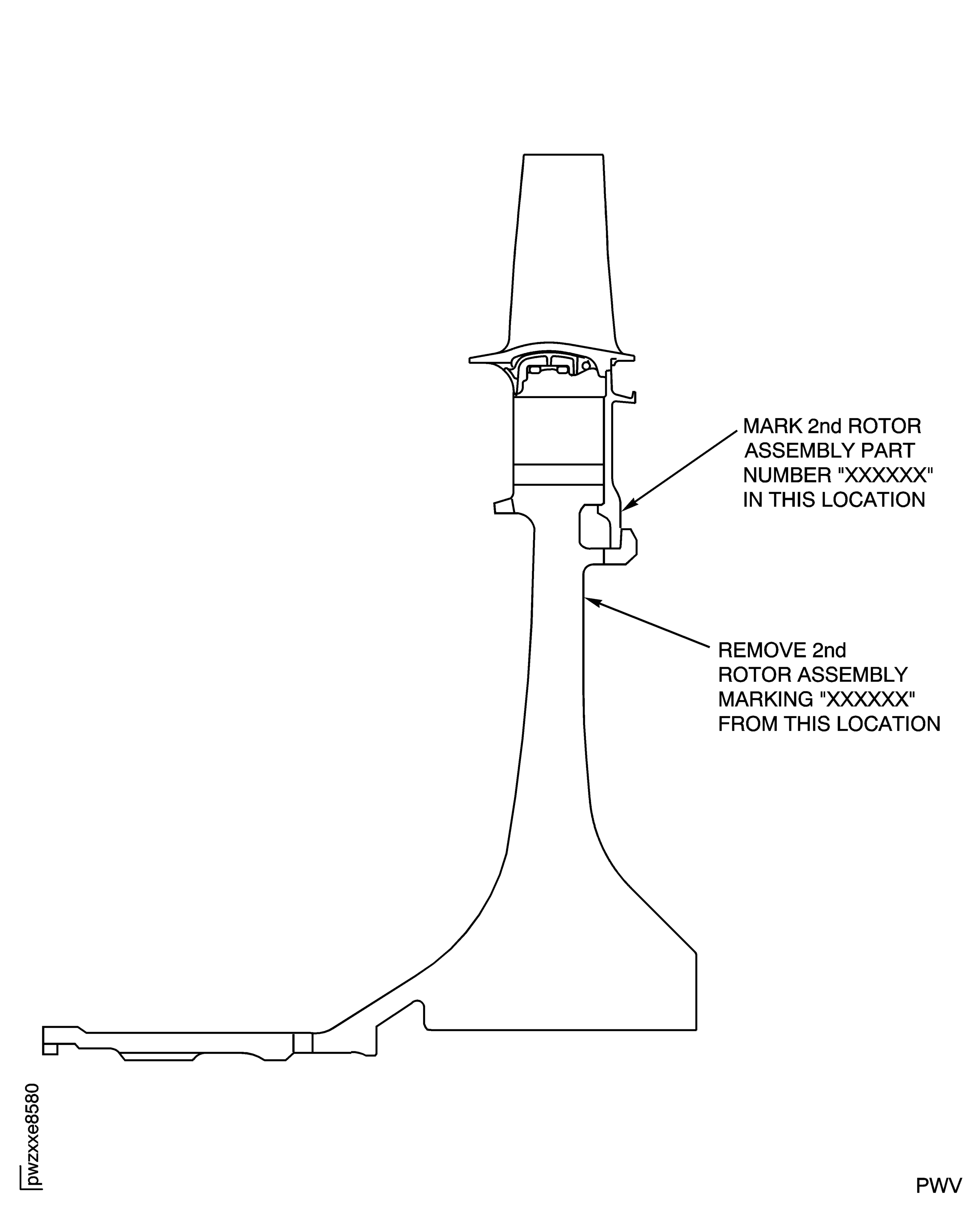 HPC second stage rotor assembly marking
location