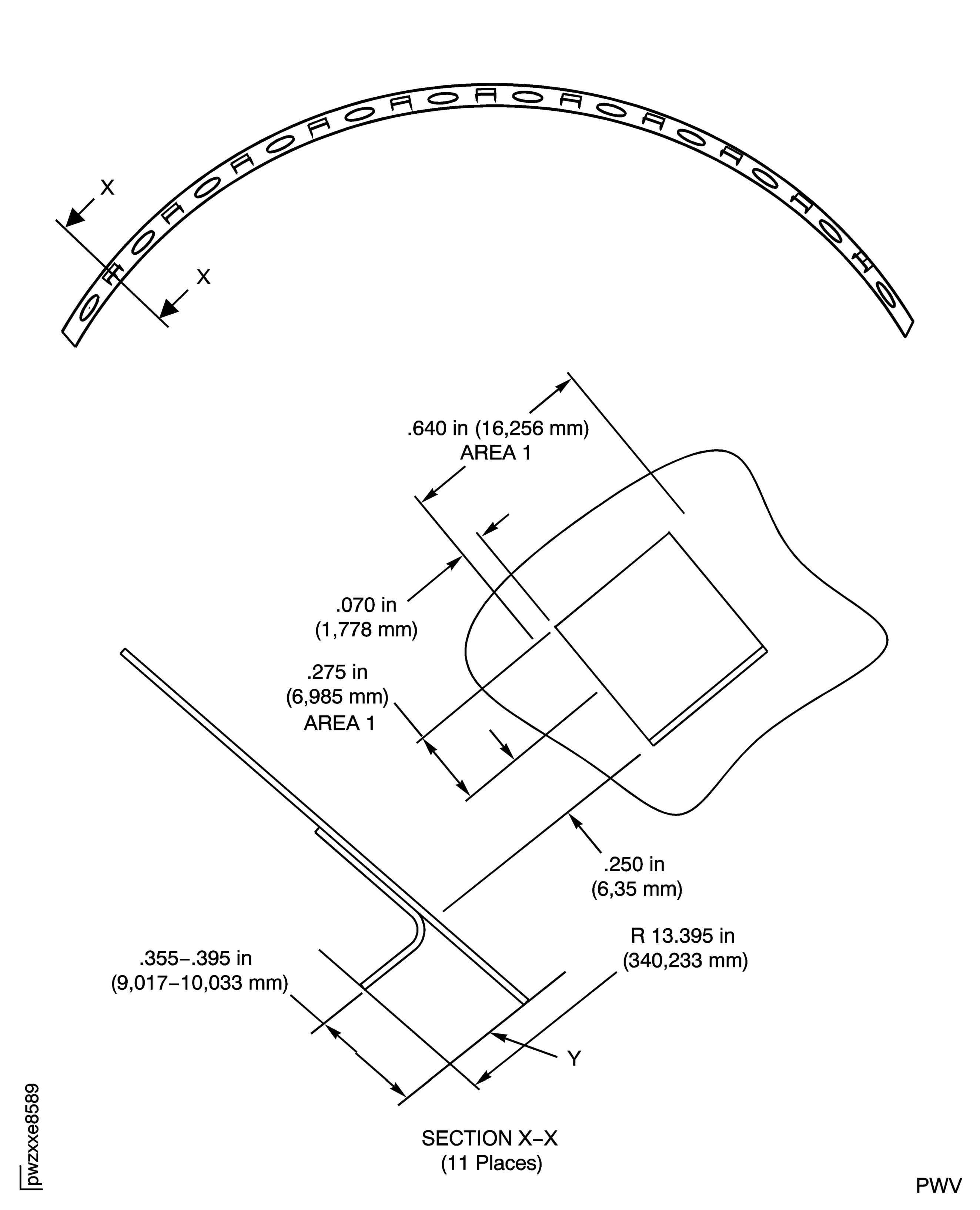 Stage 1 HPT band segment repair locations