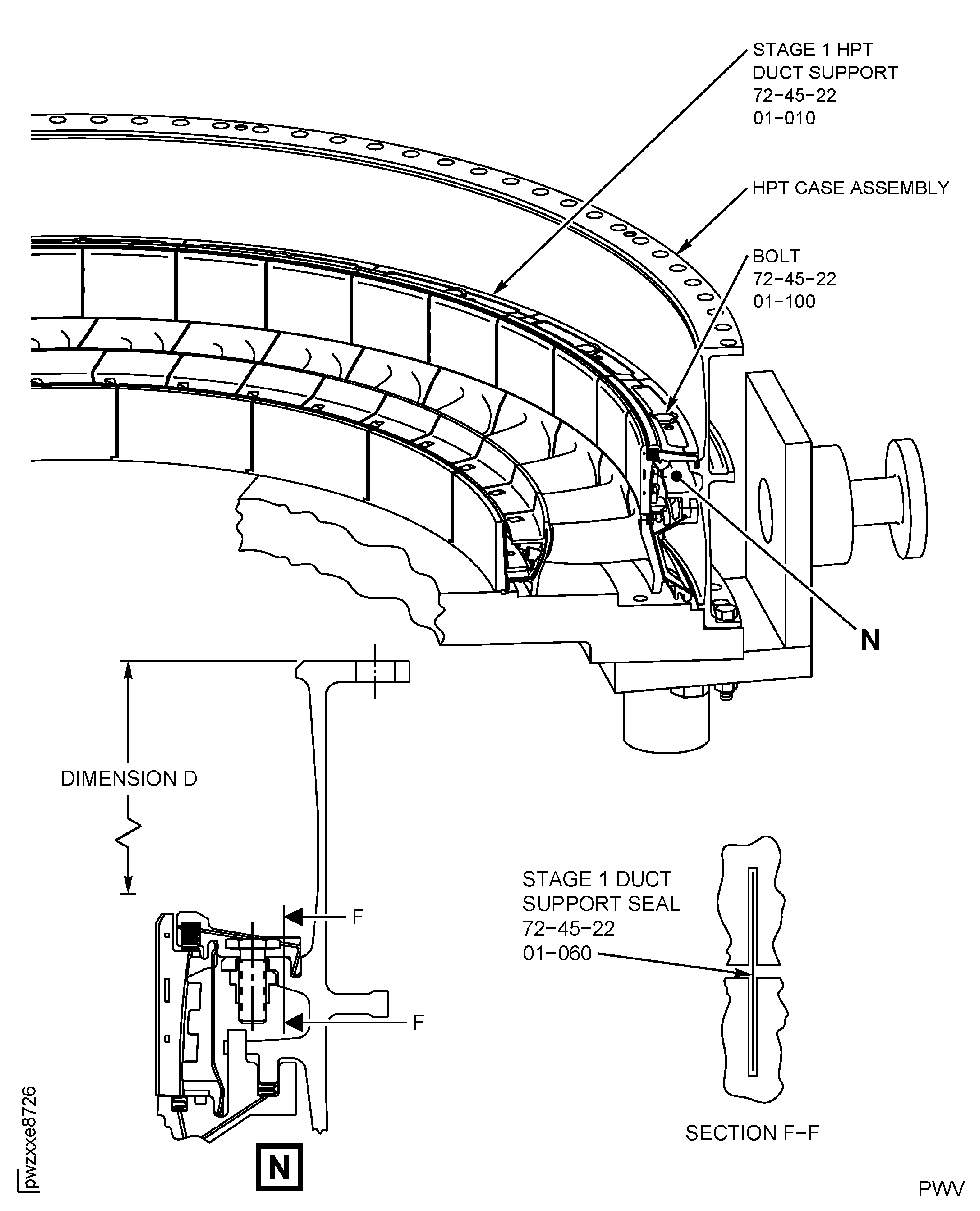 Install the Stage 1 HPT Duct Supports