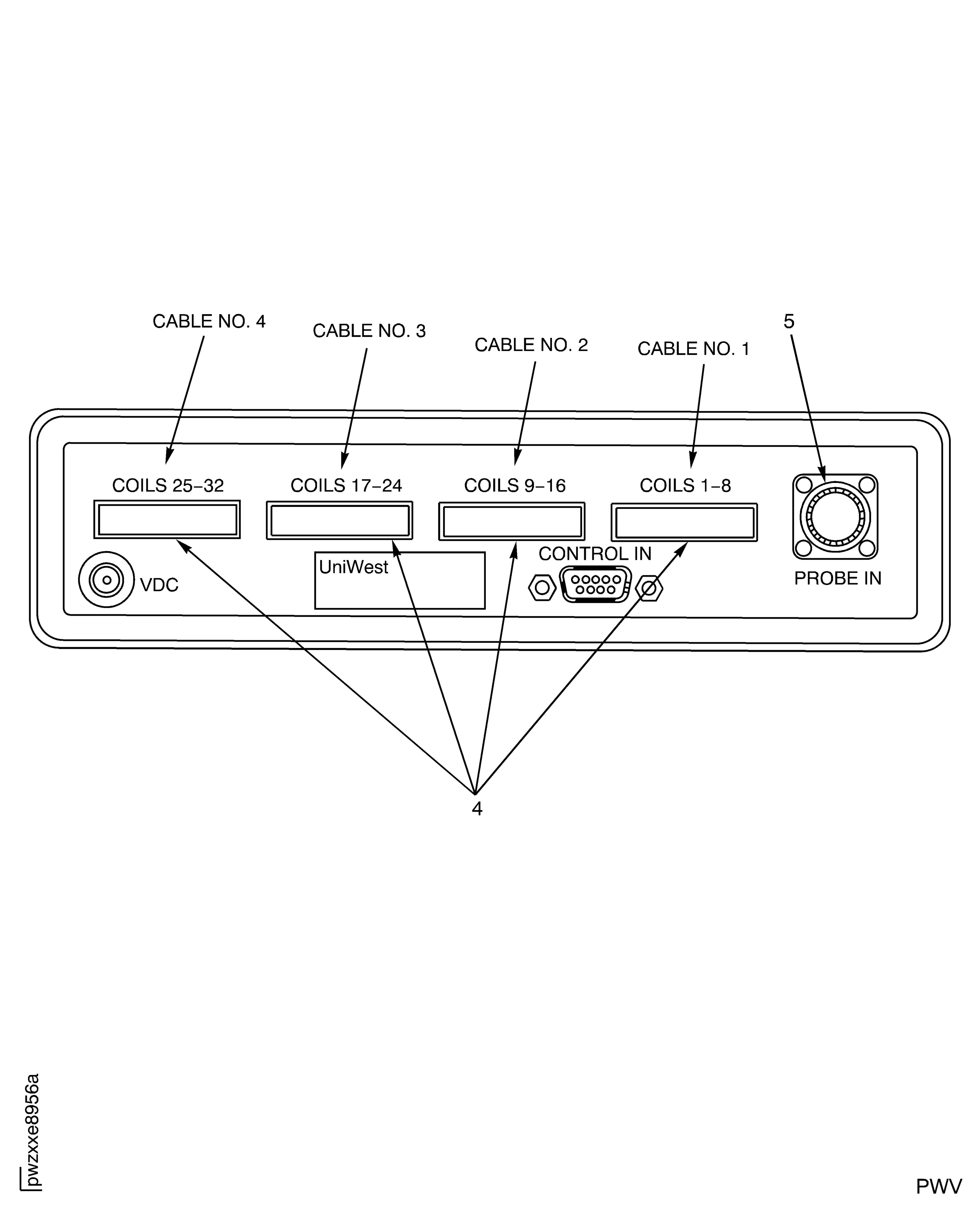 IAE 2P16585 Probe Connections and IAE 2P16593 US-454A Connections to IAE 2P16592 Multiplexer