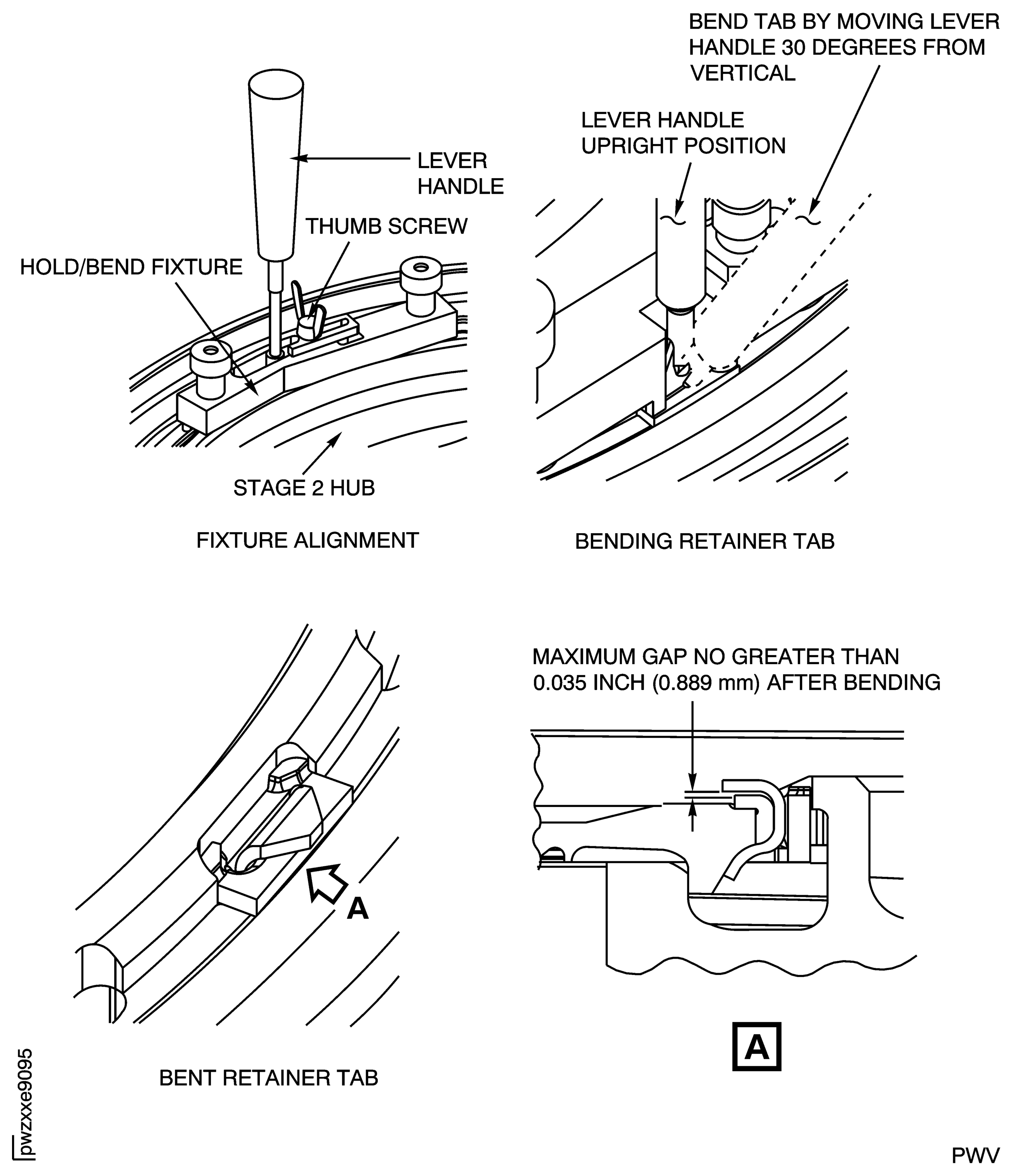 Install the Stage 2 HPT Locks and Turbine Blade Lock Retainers