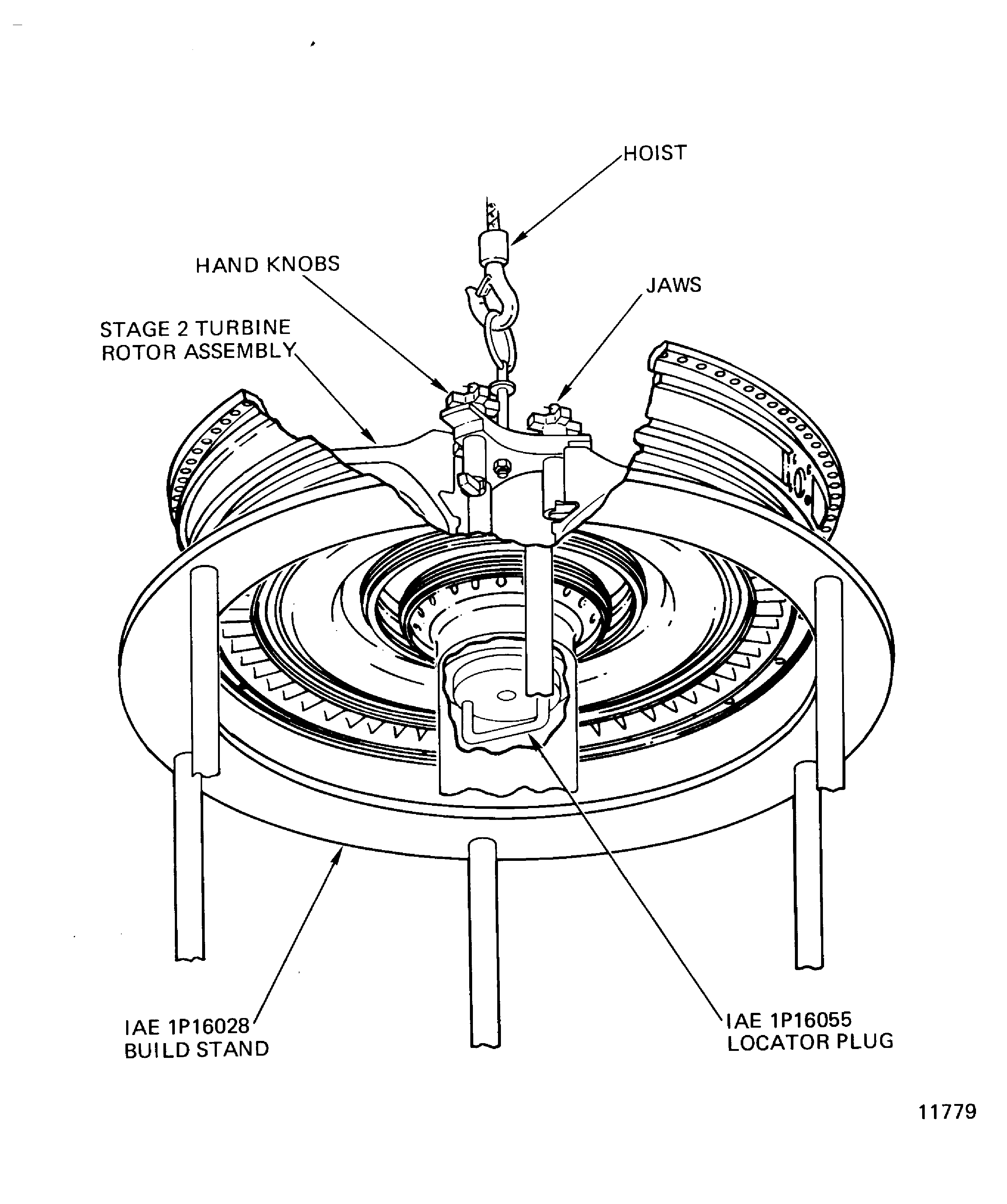 Remove stage 2 turbine rotor assembly