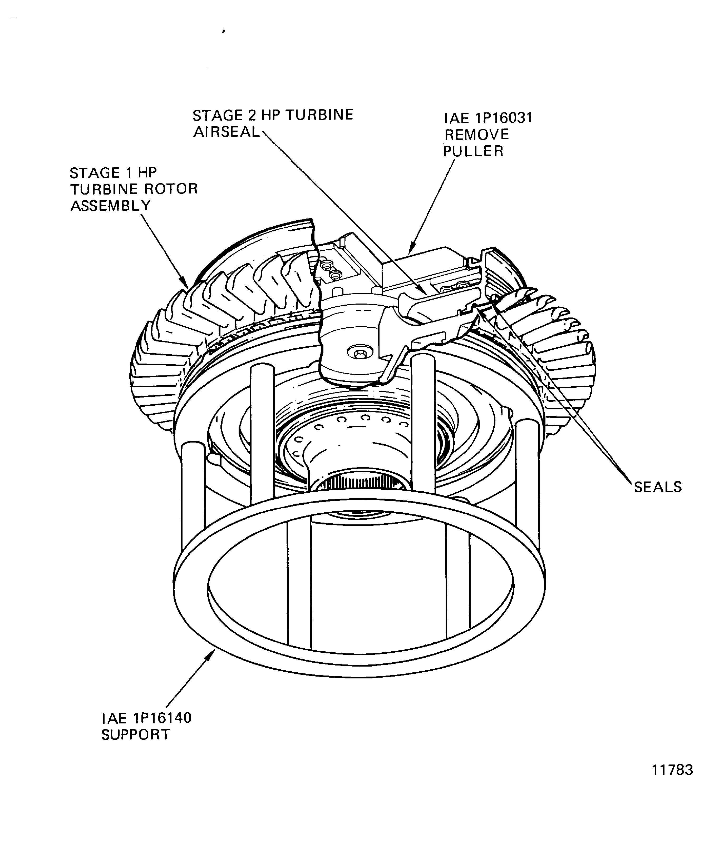 Pre SBE 72-0158: Remove the stage 2 HP turbine airseal