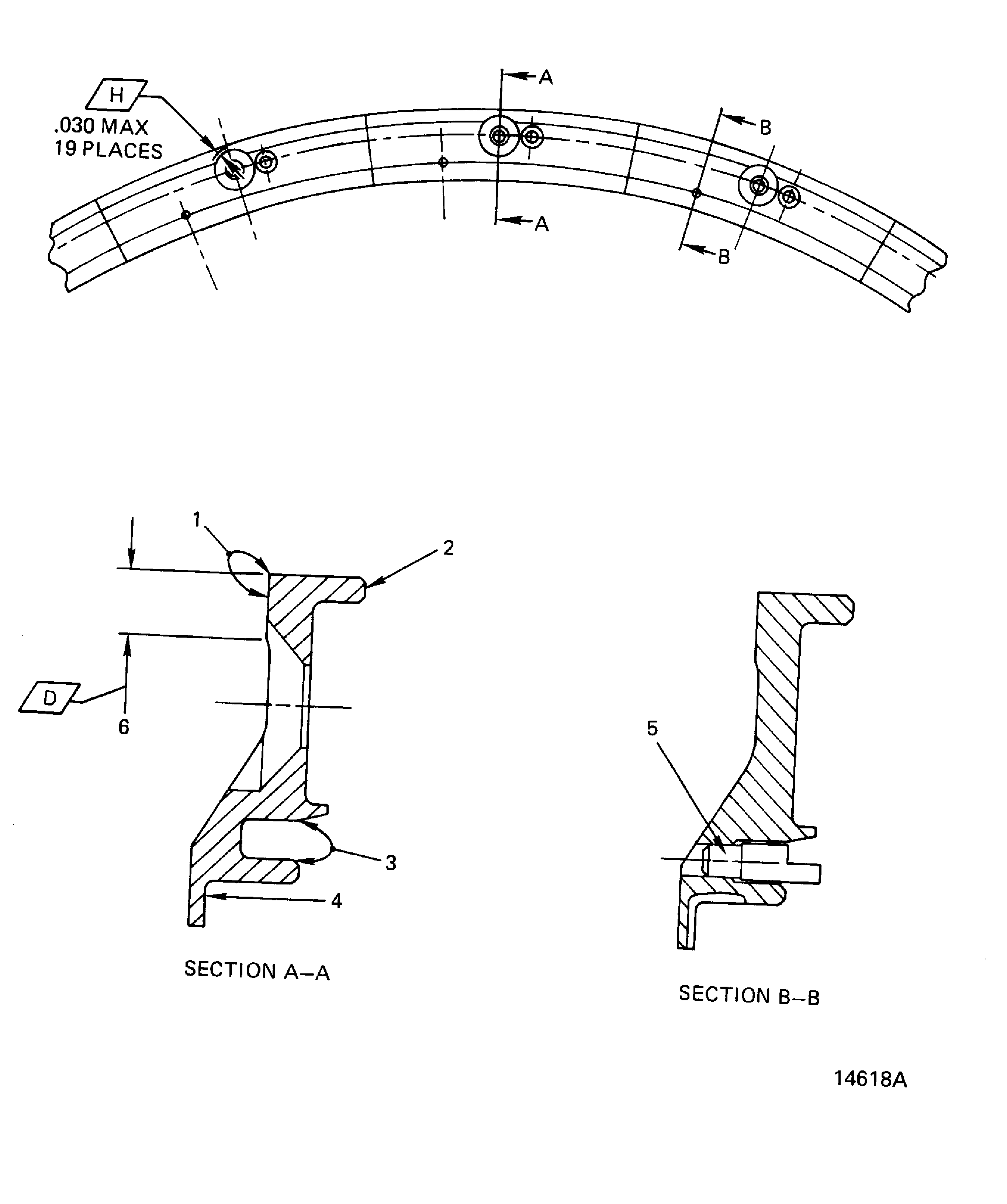 Stage 1 HPT duct support set inspection locations