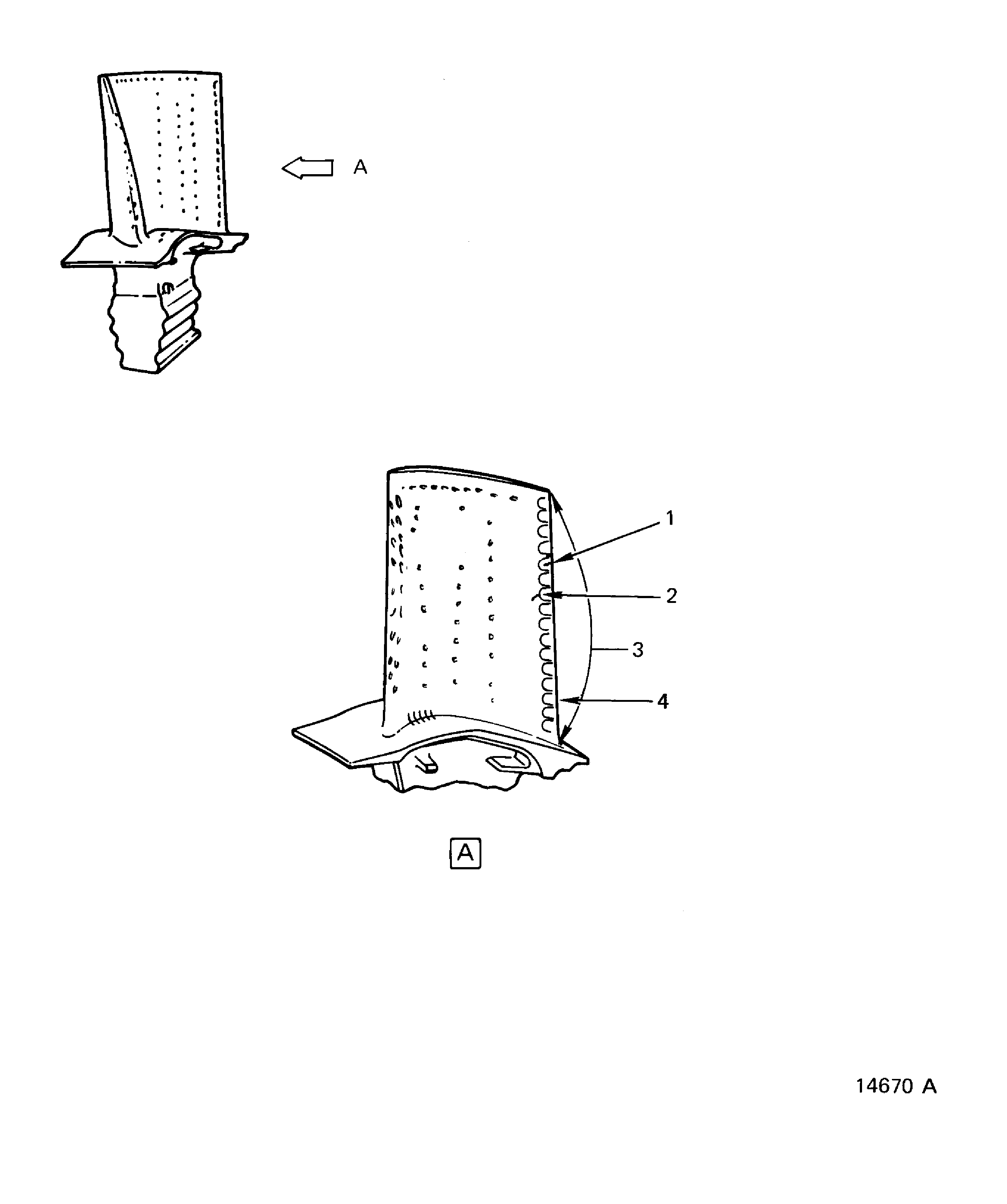 Stage 1 HPT Blade Trailing Edge Inspection Locations